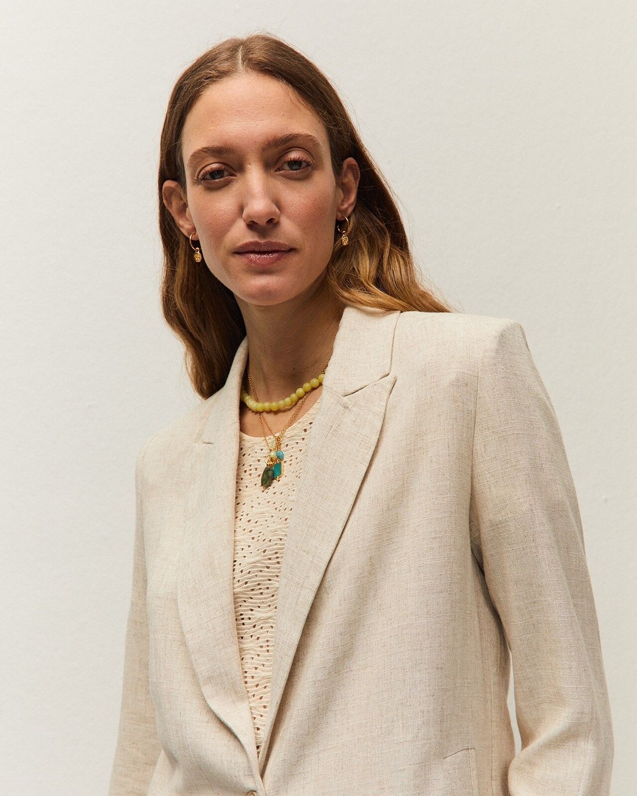 Blazer Fluido de Linho com Bolsos de Vivo Bege-4