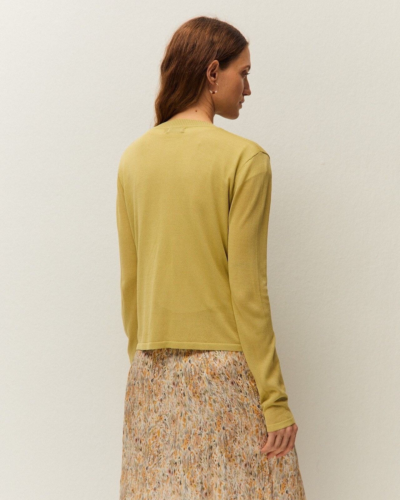 Cardigan em Malha com Gola Redonda e Manga Comprida Verde-claro-2