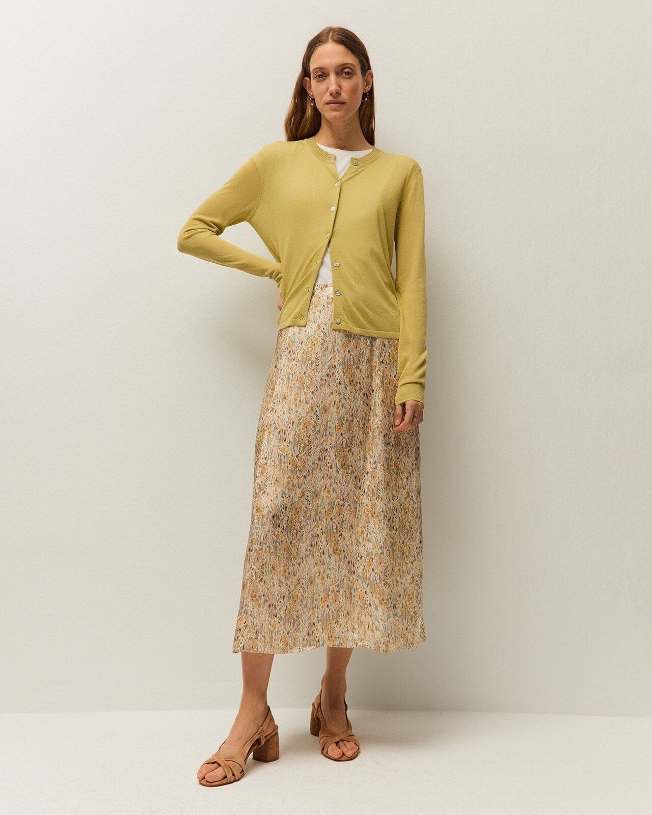 Cardigan em Malha com Gola Redonda e Manga Comprida Verde-claro-3