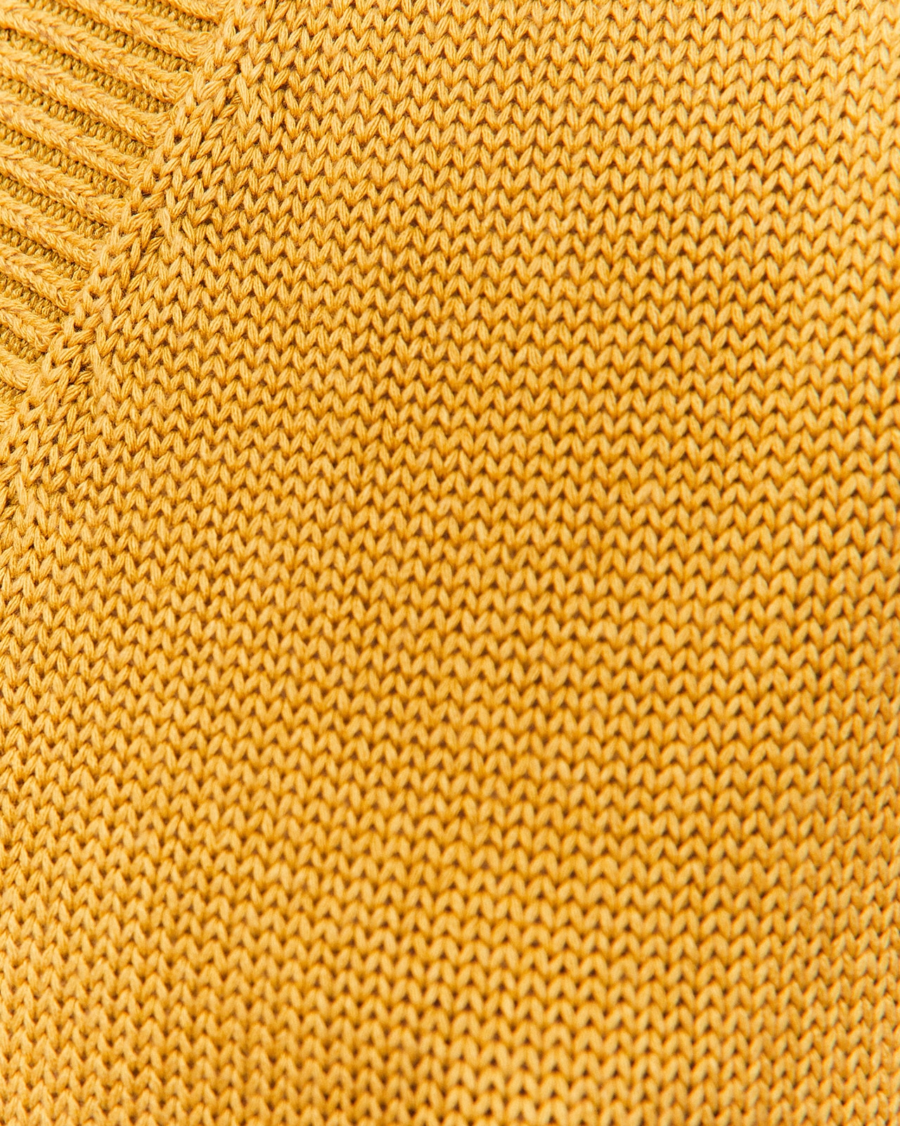 Camisola em Gola em V e com Efeito Corrosivo Mostarda-4