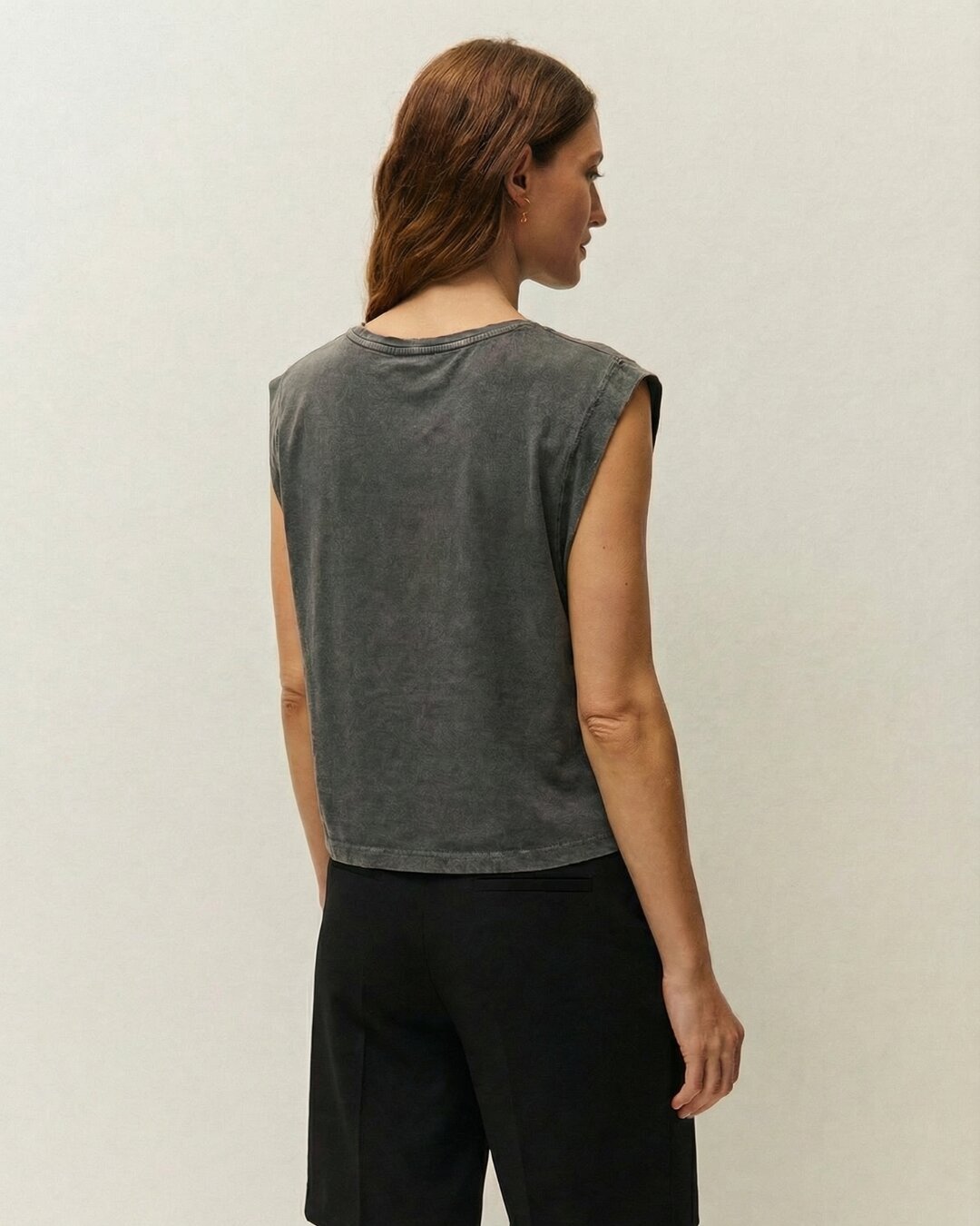 T-shirt de Manga Curta e Gola Redonda com Print Posicional na Parte Frontal Cinzento-claro-2