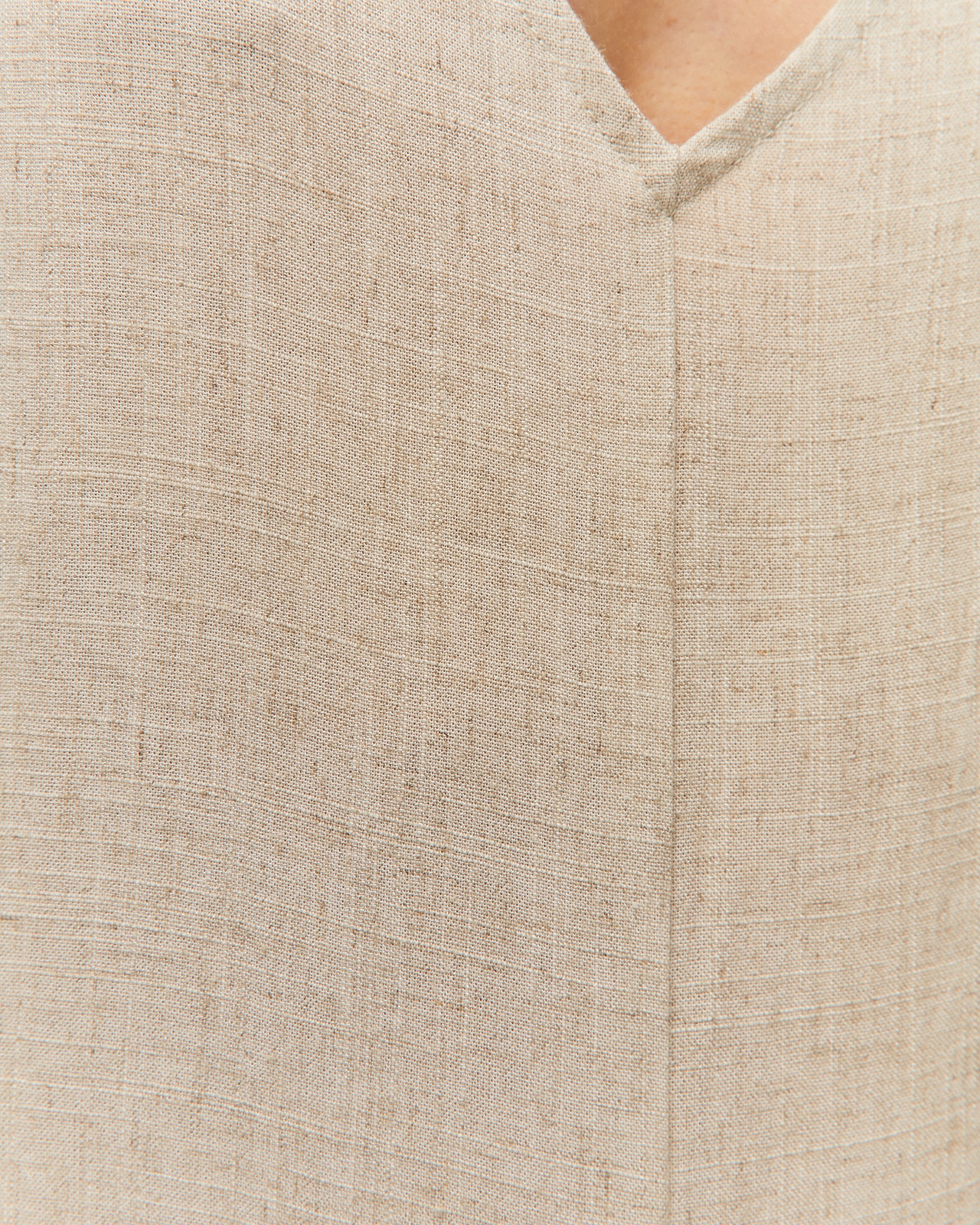 Macacão Ajustado Comprido em Tecido de Linho Bege-5