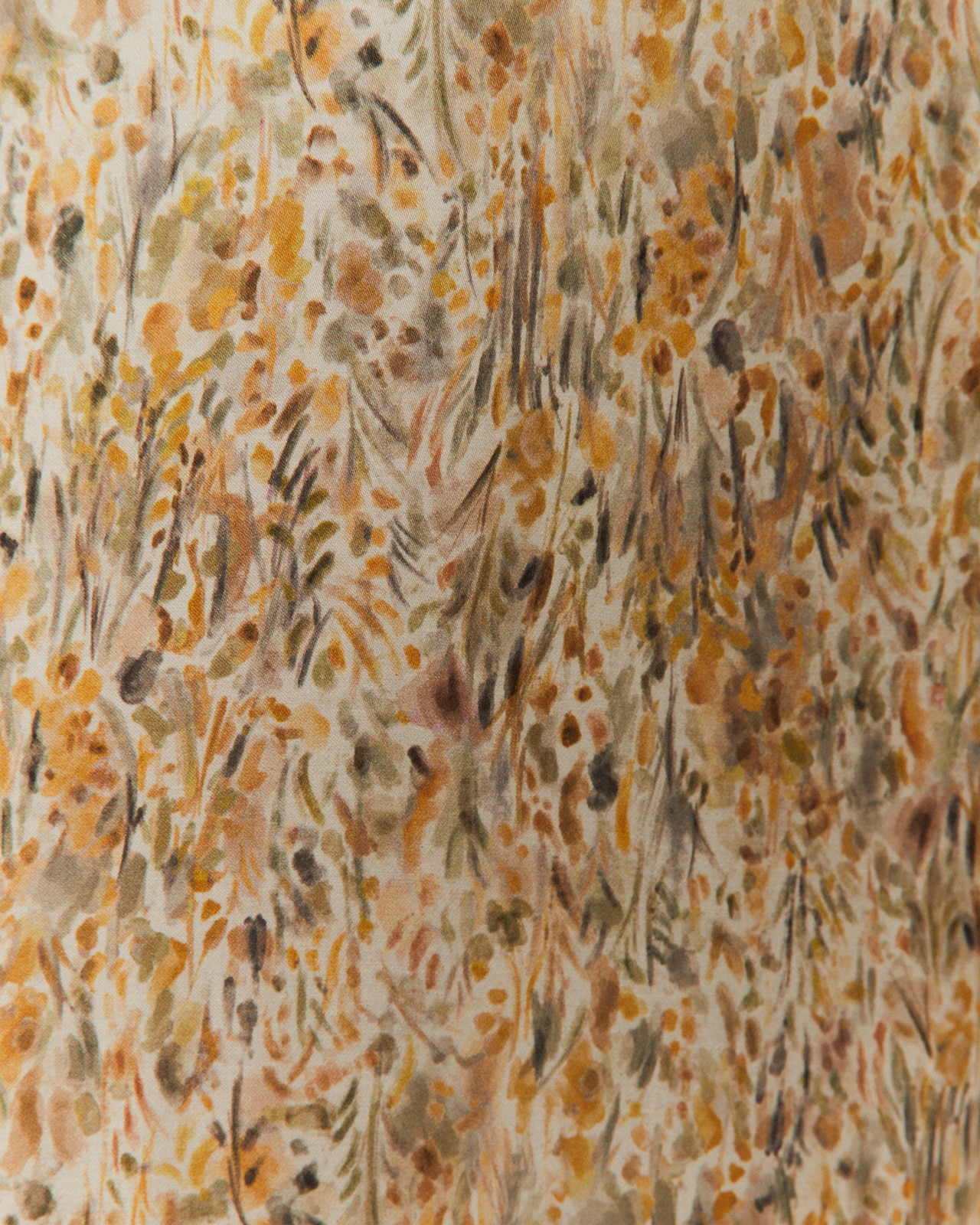 Saia Comprida Evasé com Estampado Floral e Fecho Zip Lateral Mostarda-5