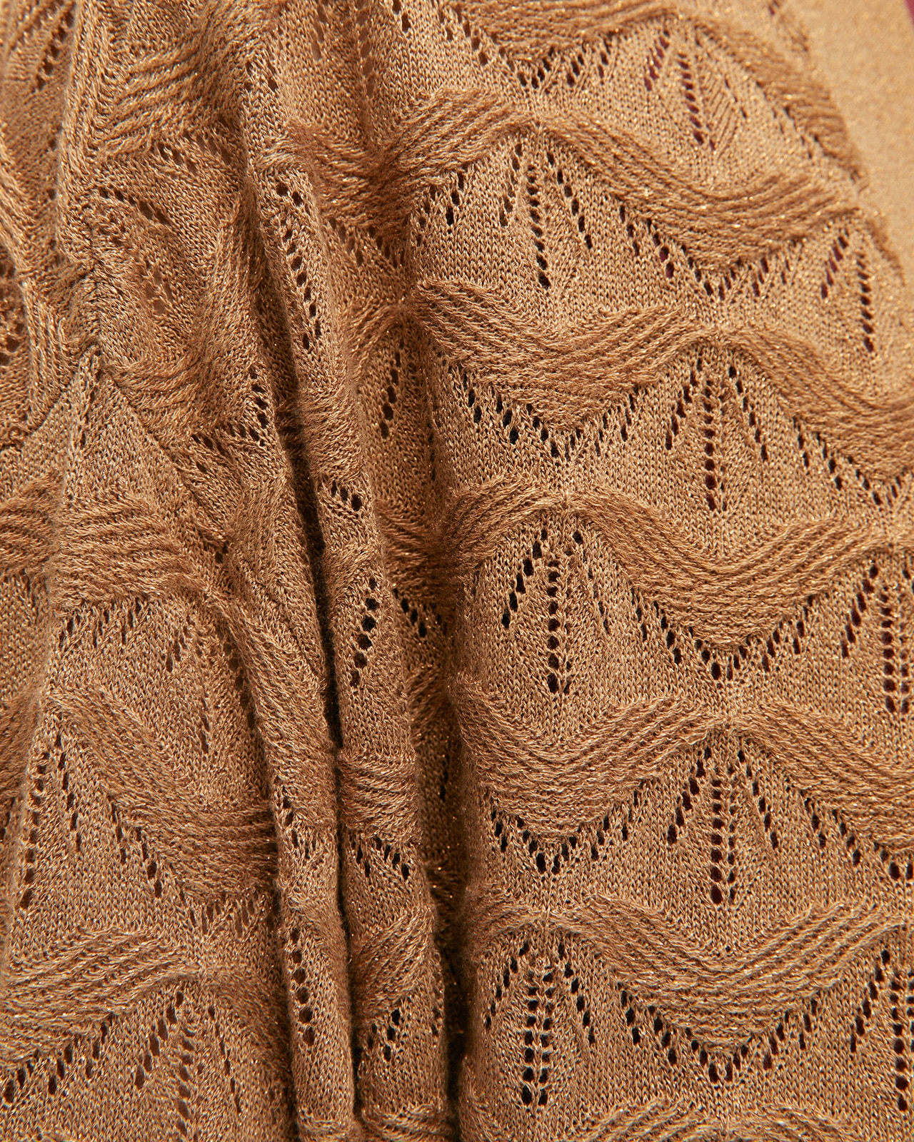 Sobrecamisa Tipo Kimono de Malha Perfurada com Acabamentos em Rib Ouro-5