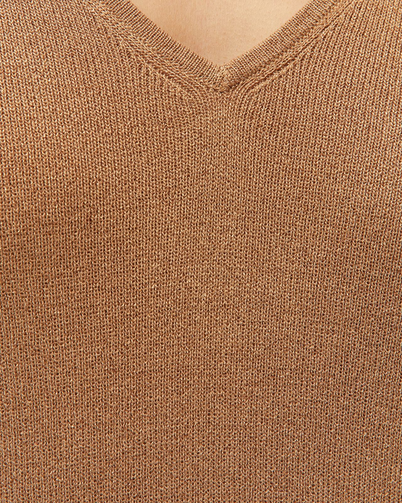 Vestido Comprido de Malha com Gola em V e Alças Cru-5