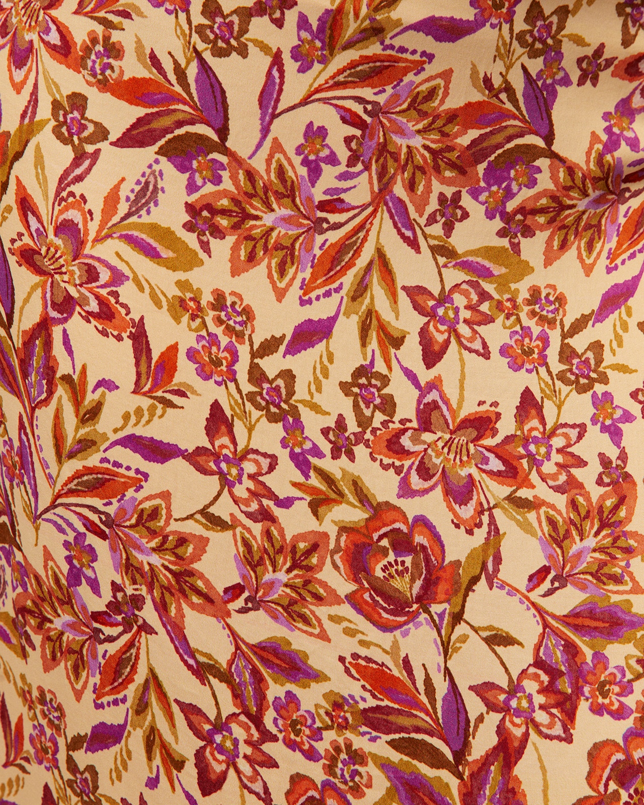 Saia Comprida Evasé com Godés e Estampado Floral Multicolor-5