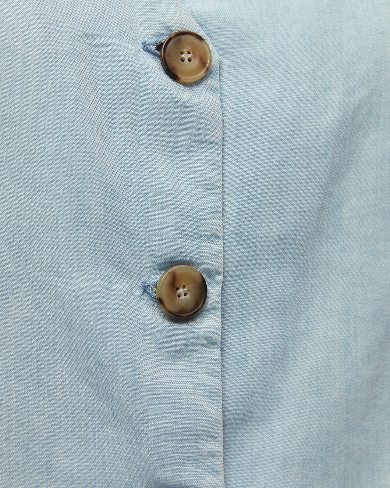 Colete de Tencel com Efeito Denim e Decote em V Azul-5