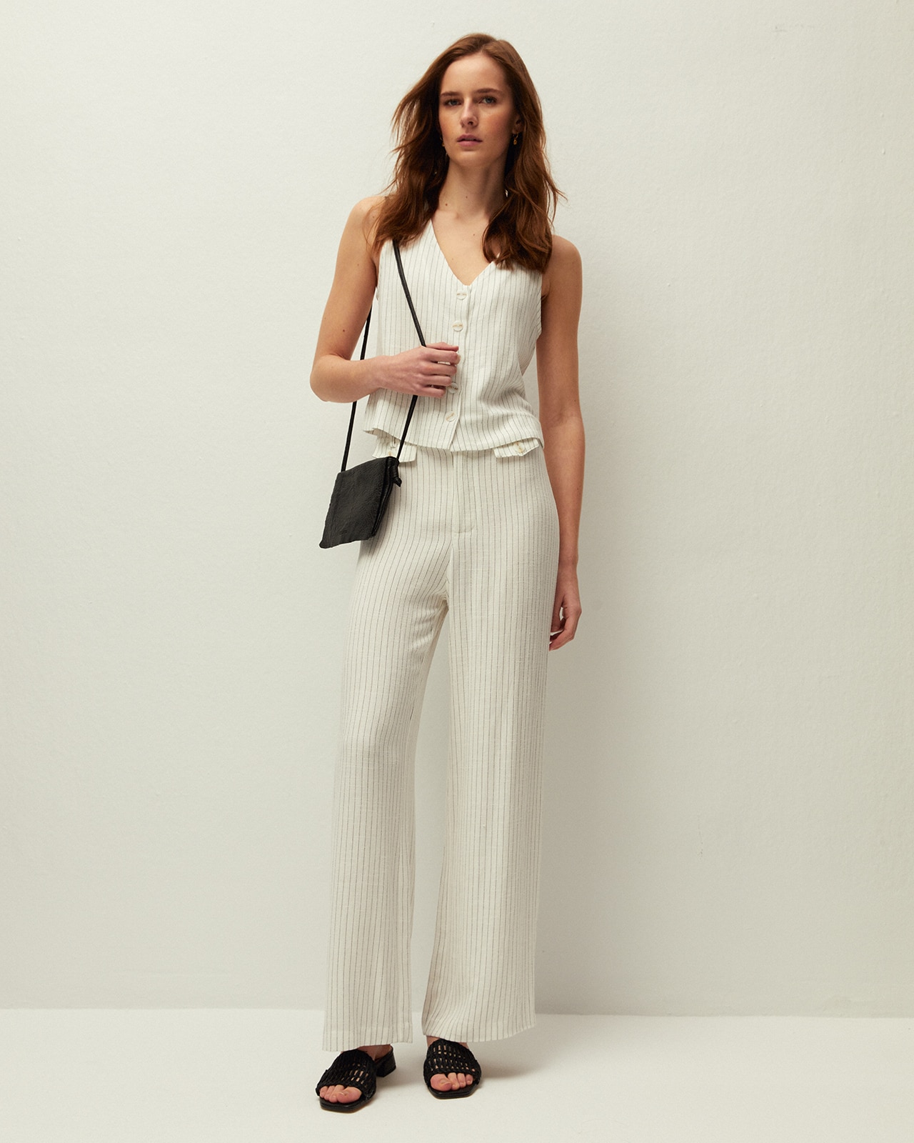 Imagem 0 de Calças Formais Às Riscas Diplomáticas Bicolor