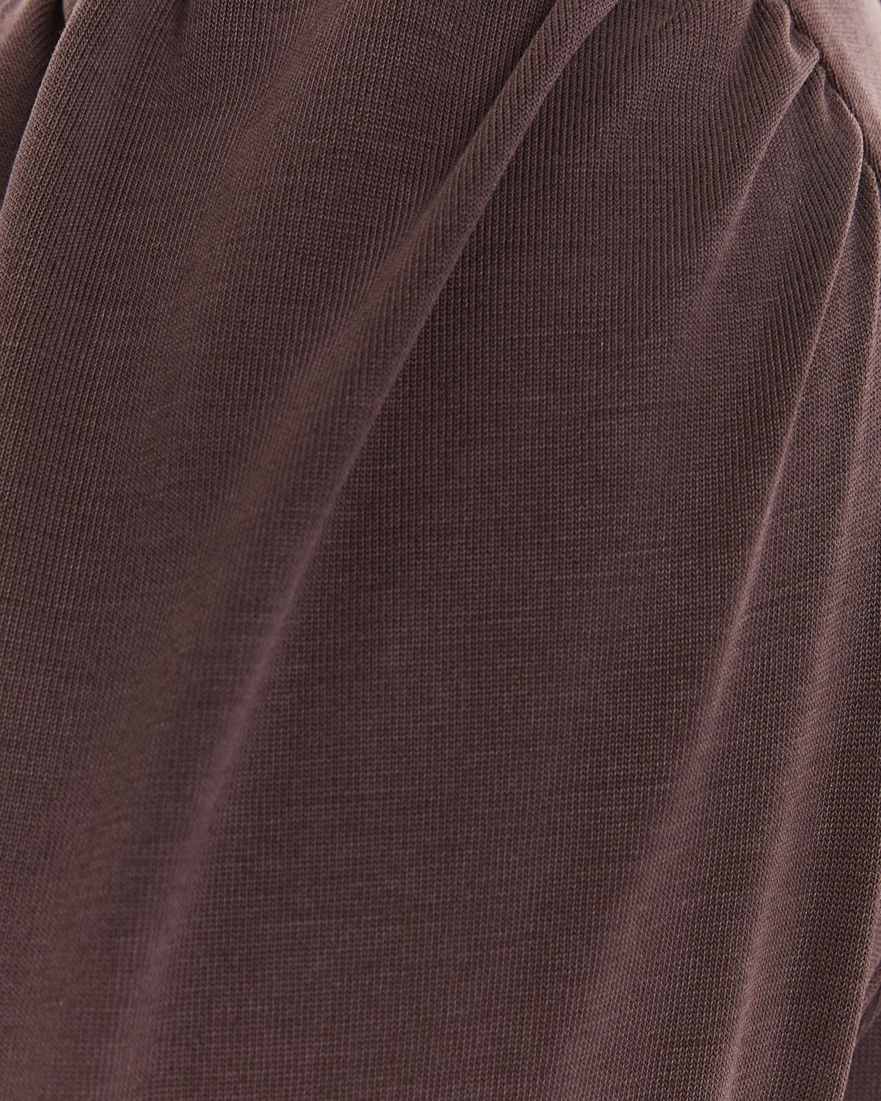 T-shirt com Franzido no Ombro e Decote em V Castanho-escuro-5