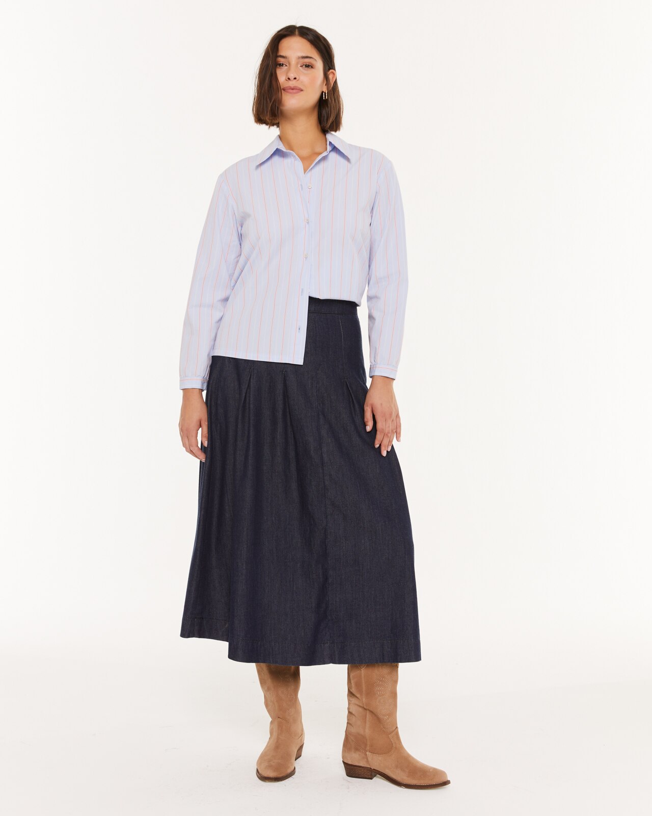 Saia Fluida Efeito Denim Azul denim-1