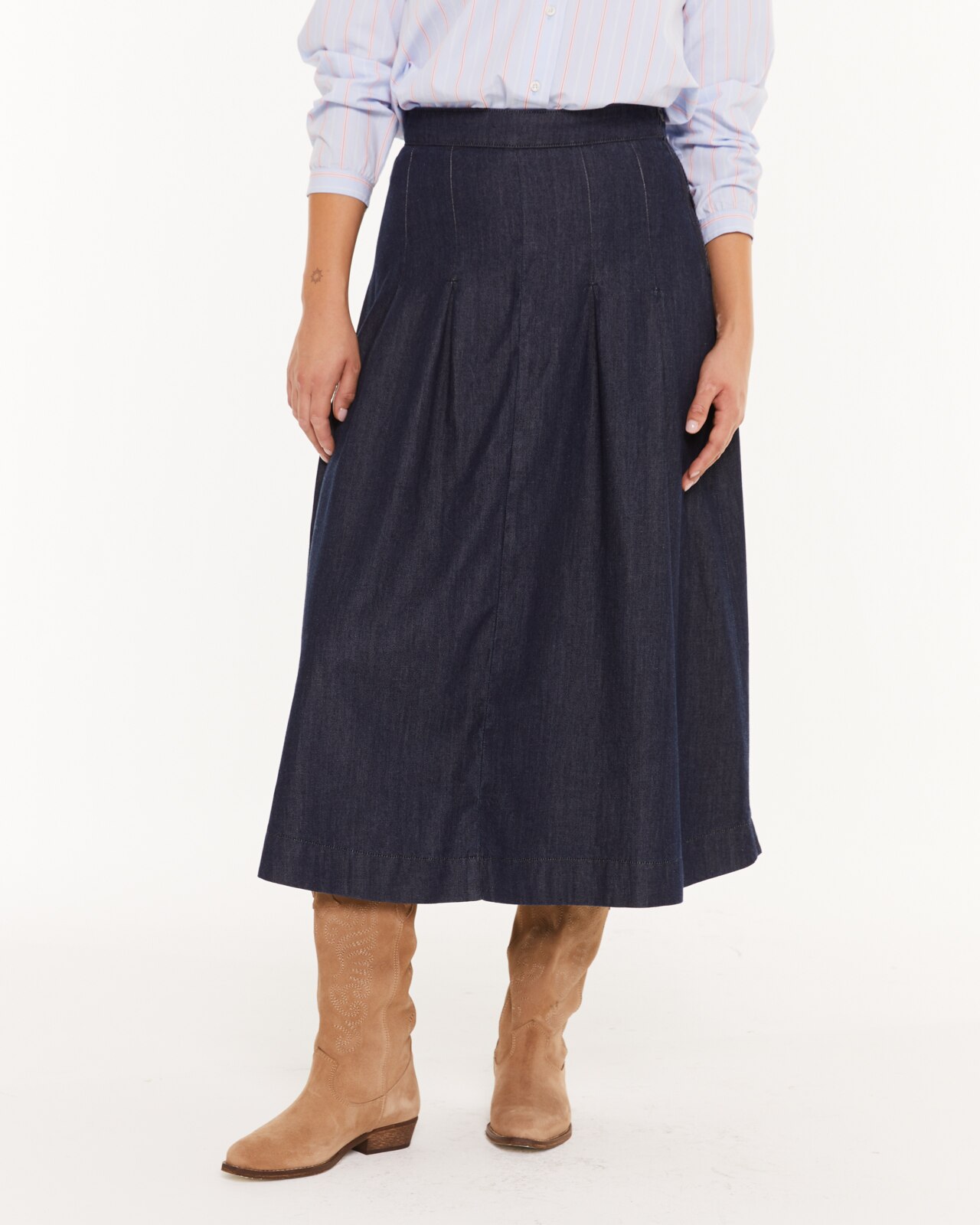 Saia Fluida Efeito Denim Azul denim-3