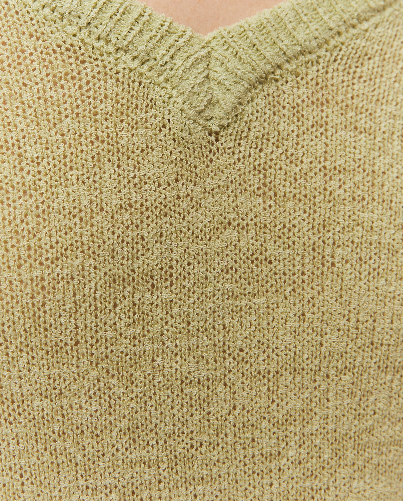 Camisola de Gola em V e Manga Comprida Verde-claro-5