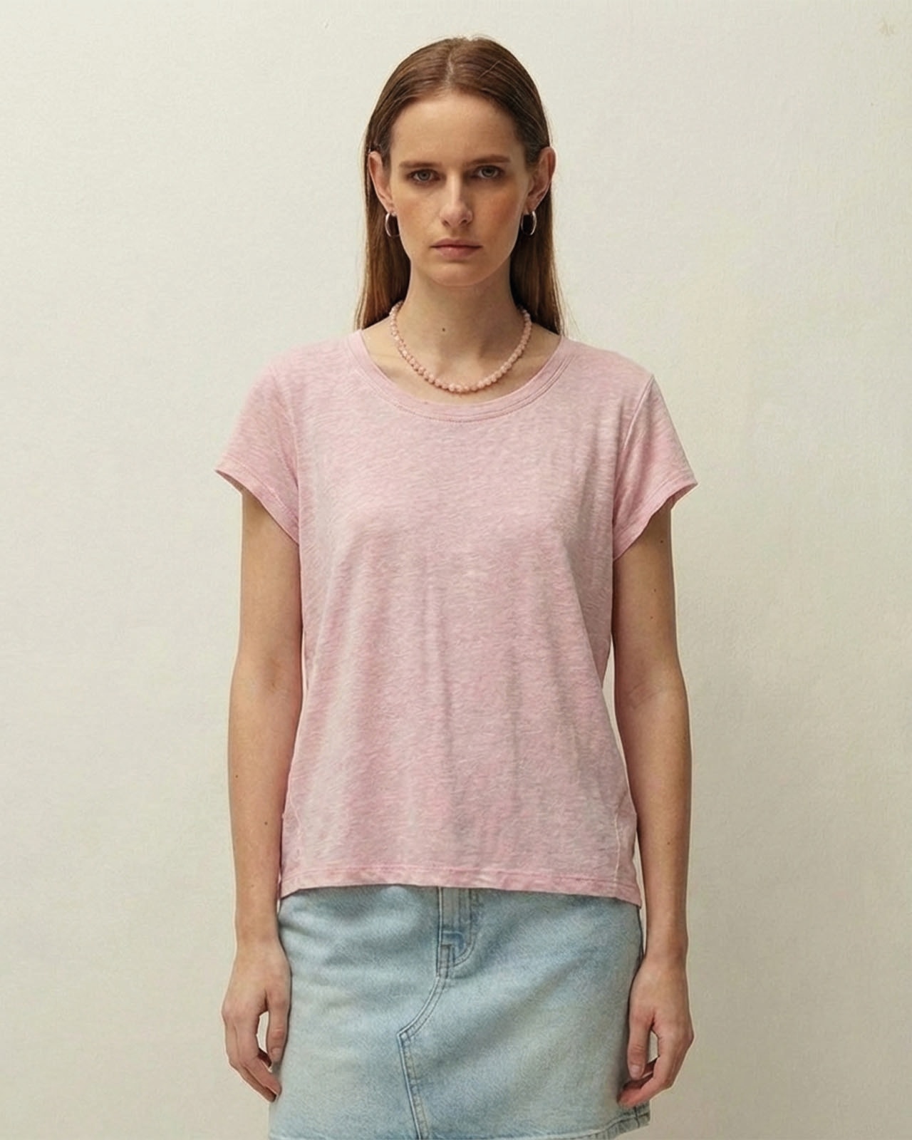 Imagem 0 de T-shirt com Detalhe de Fio em Contraste e com Decote Redondo