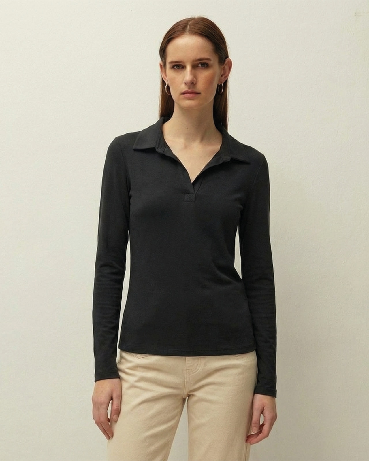 Imagem 0 de T-shirt de Manga Comprida e Decote Polo