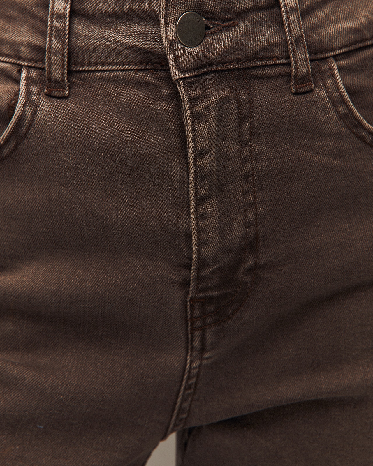 Calças Jeans Skinny de Cintura Média com Presilhas Castanho-5