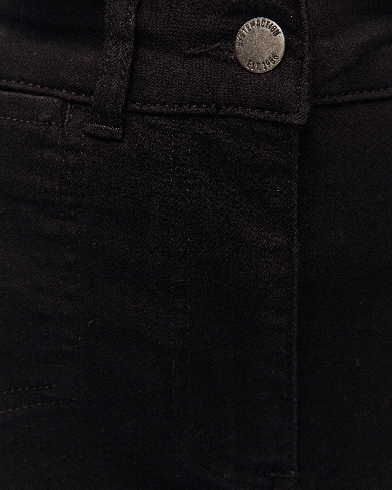 Calças Jeans Retas com Bolsos de Vivo Preto-5