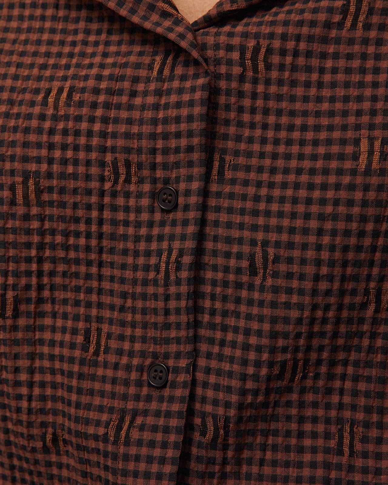 Camisa com Decote Tipo Camisa e Manga Comprida Castanho-5