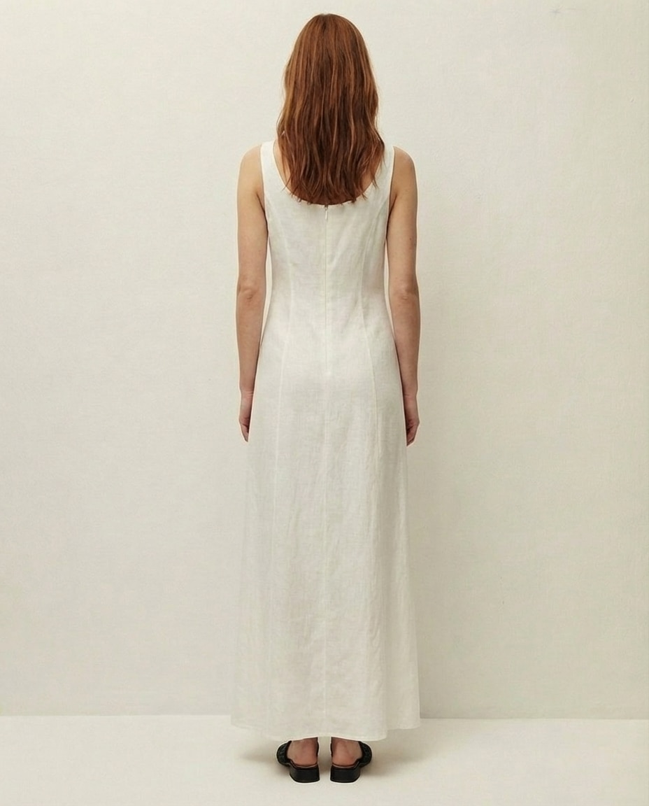Vestido Midi com Costadillos e Alças Branco-2