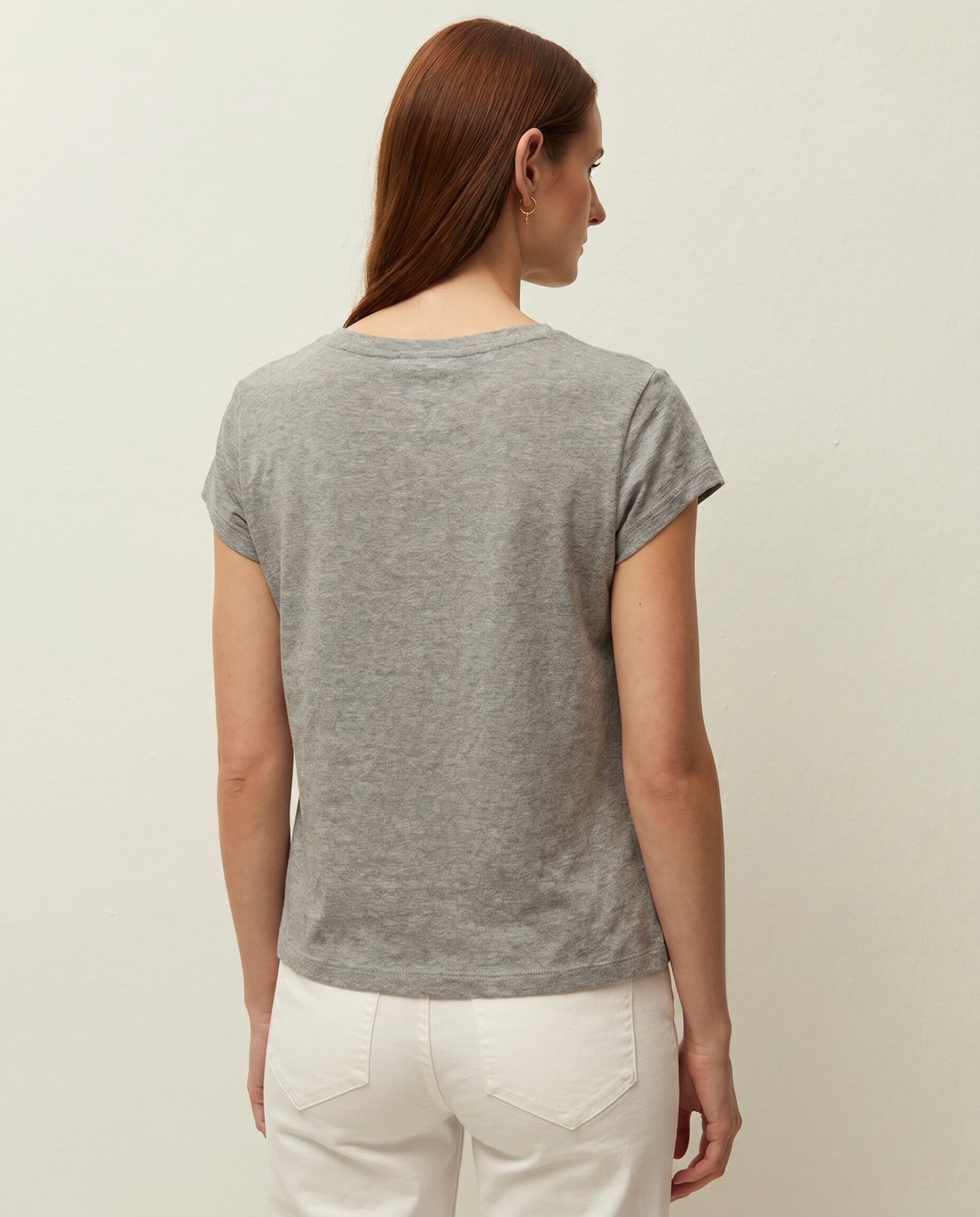 T-shirt de Manga Comprida e Decote Polo Cinzento-3