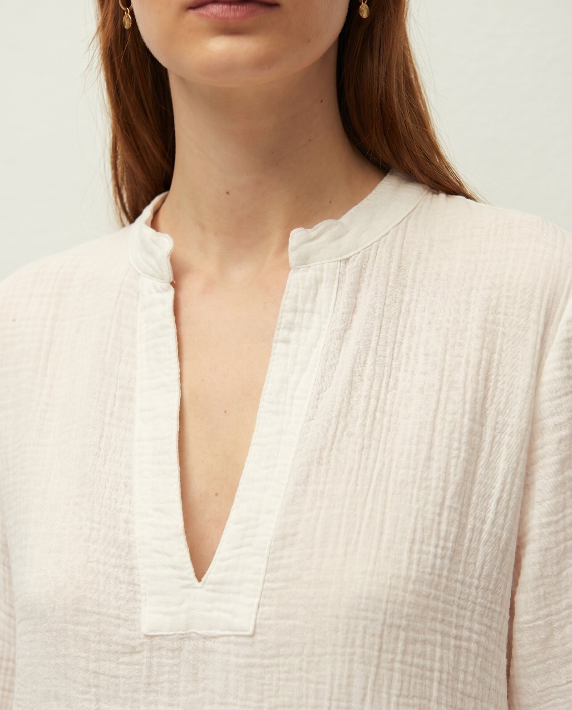 Vestido Midi Kaftan com Aberturas Laterais e Decote Mao Branco-5