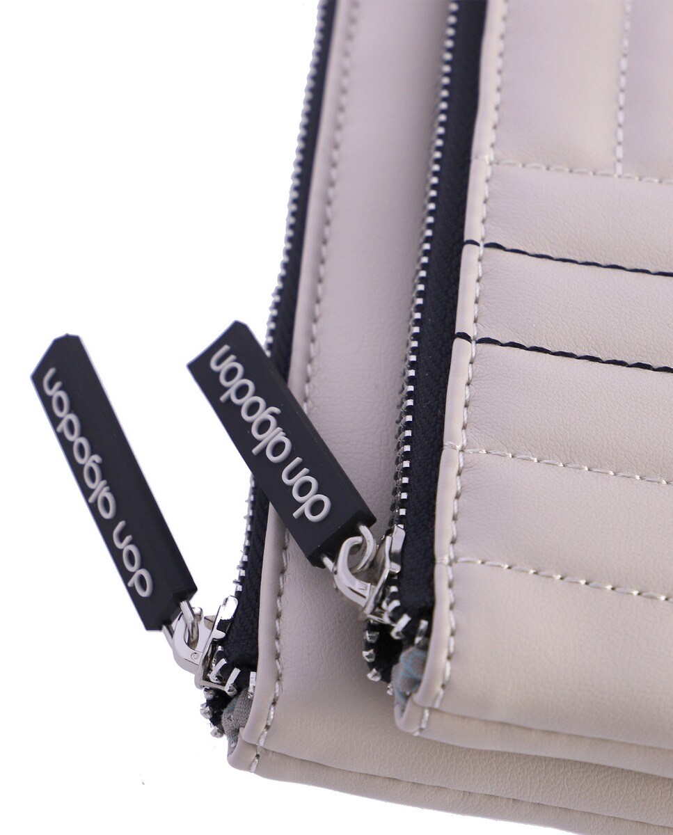 Porta-moedas Médio Laia Bege com Fecho de Correr Bege-6