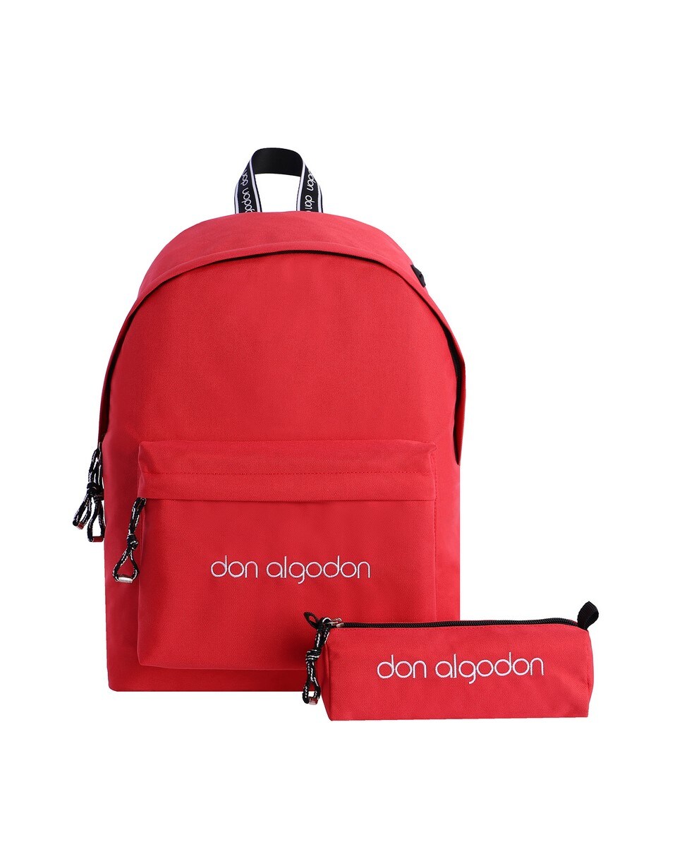 Mochila com Estojo Atina Vermelha com Fecho de Correr Vermelho-1