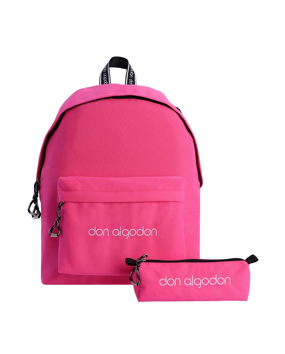 Mochila com Estojo Atina Fusia com Fecho de Correr Fúcsia-1