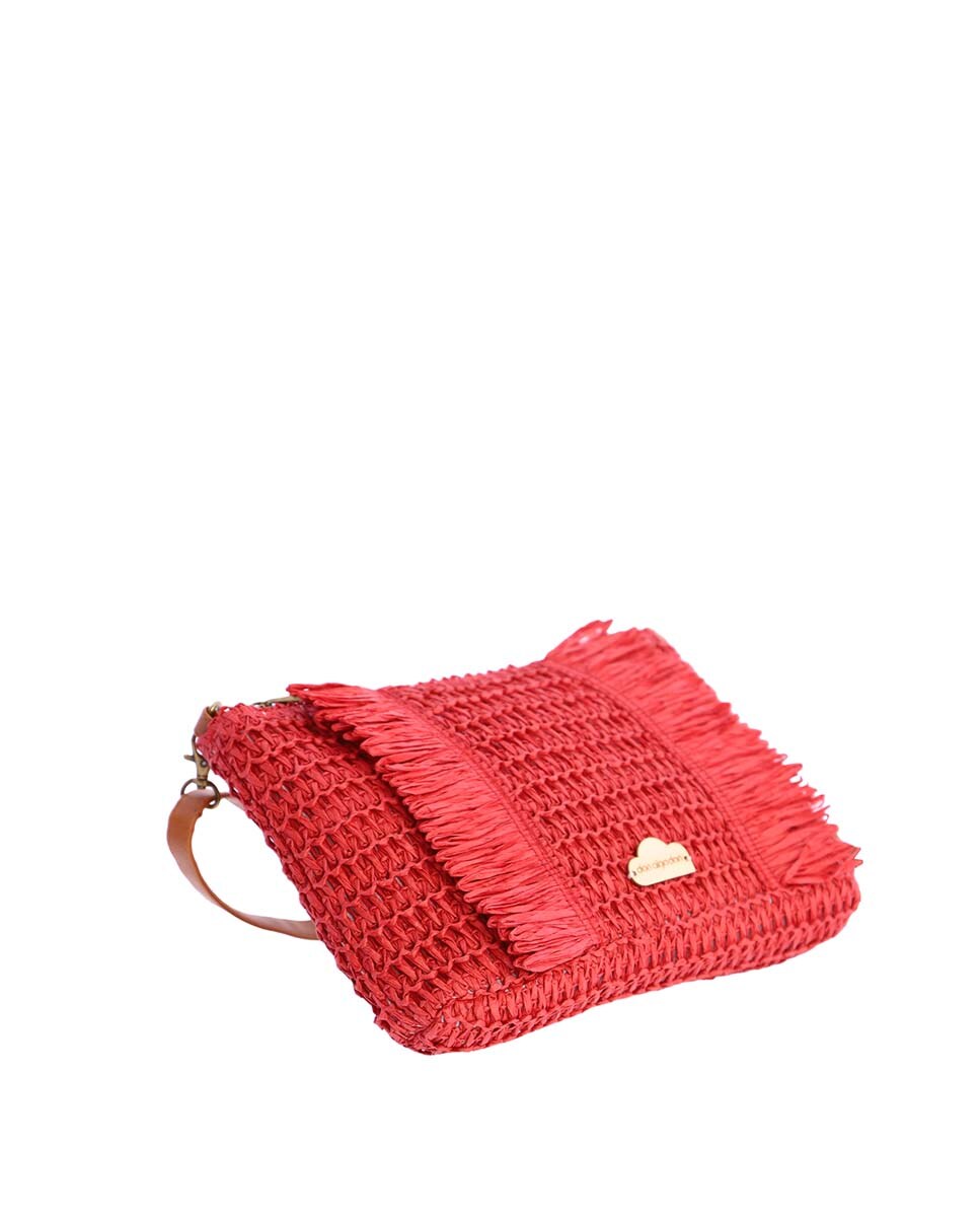 Mala de Tiracolo em Cor Vermelha com Fecho de Correr Vermelho-4