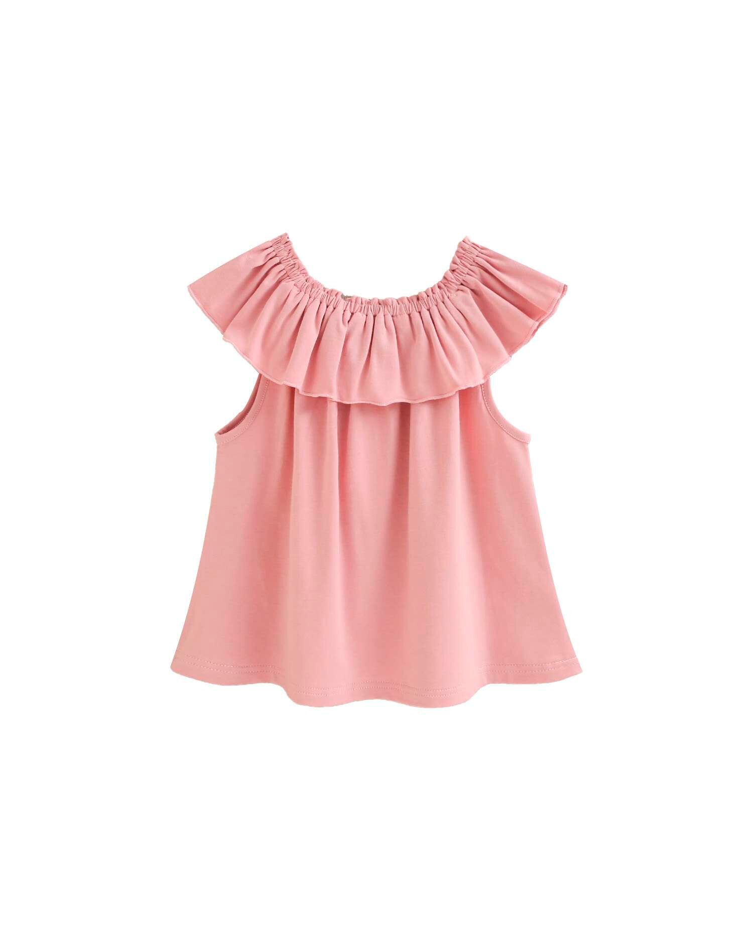 T-shirt Fluida Infantil com Folho Rosa-2