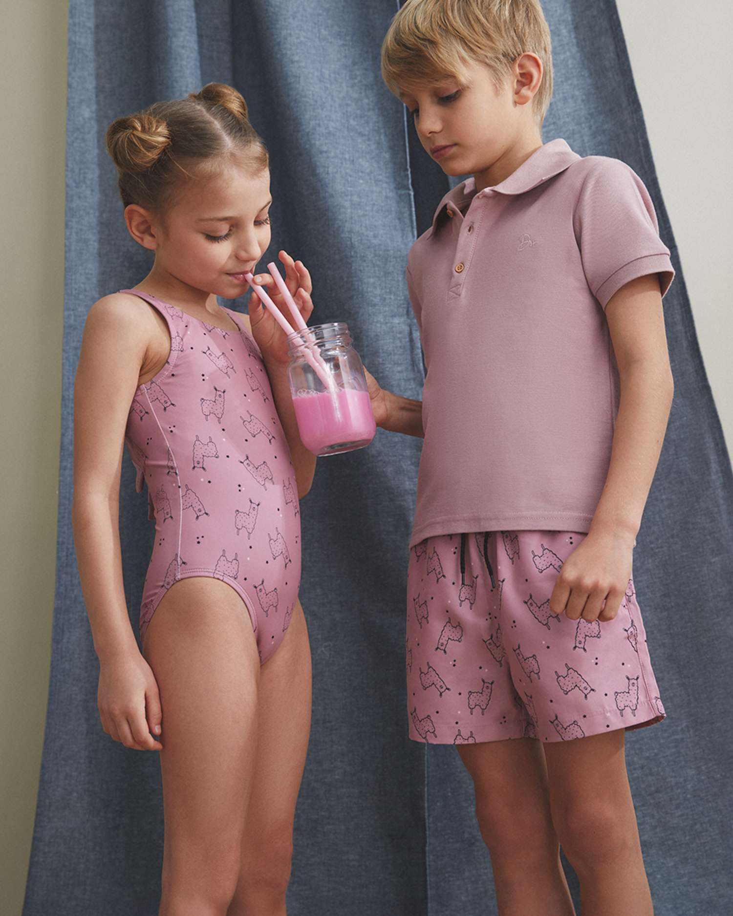 Polo Infantil Piqué de Manga Curta Rosa-2