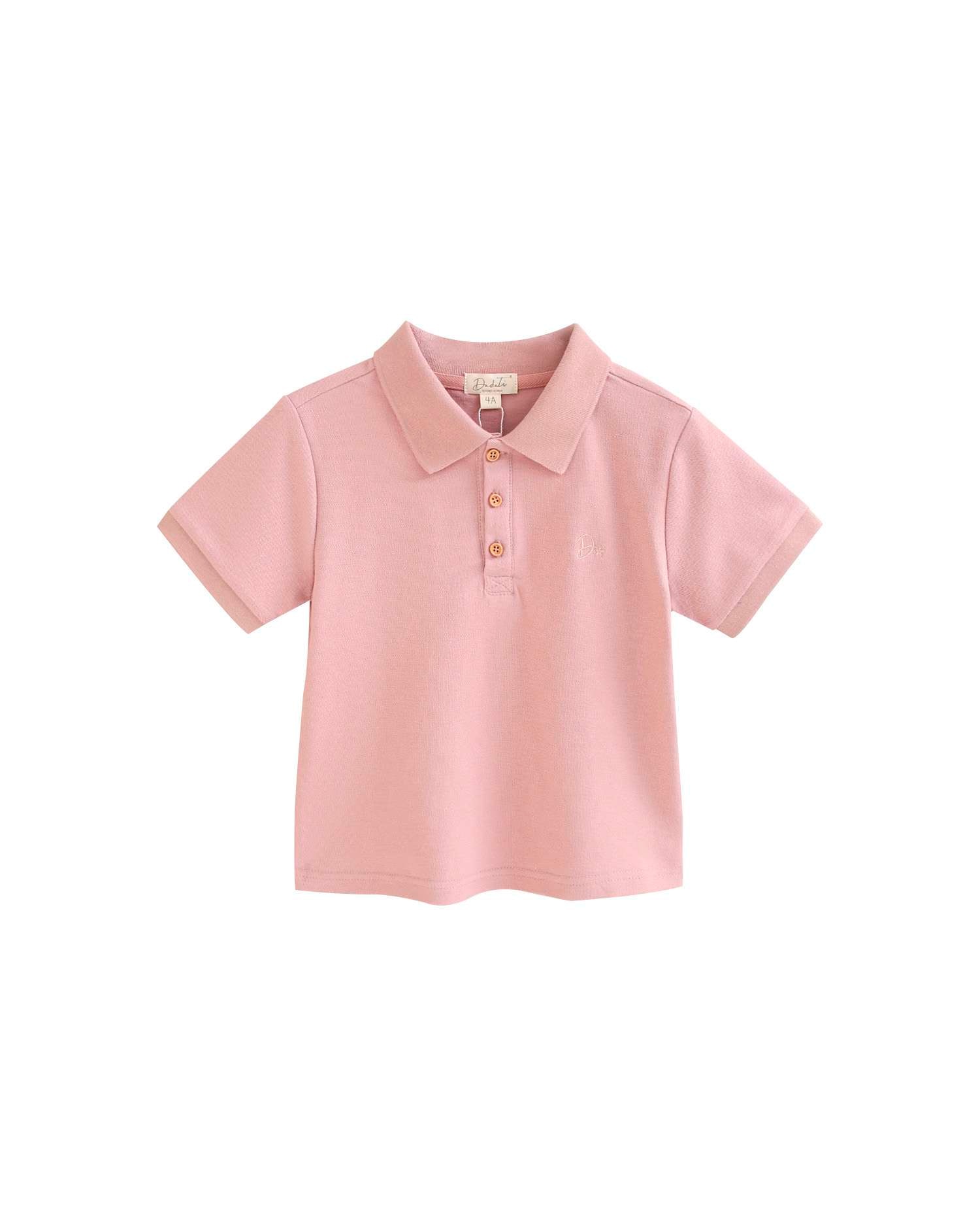 Polo Infantil Piqué de Manga Curta Rosa-3