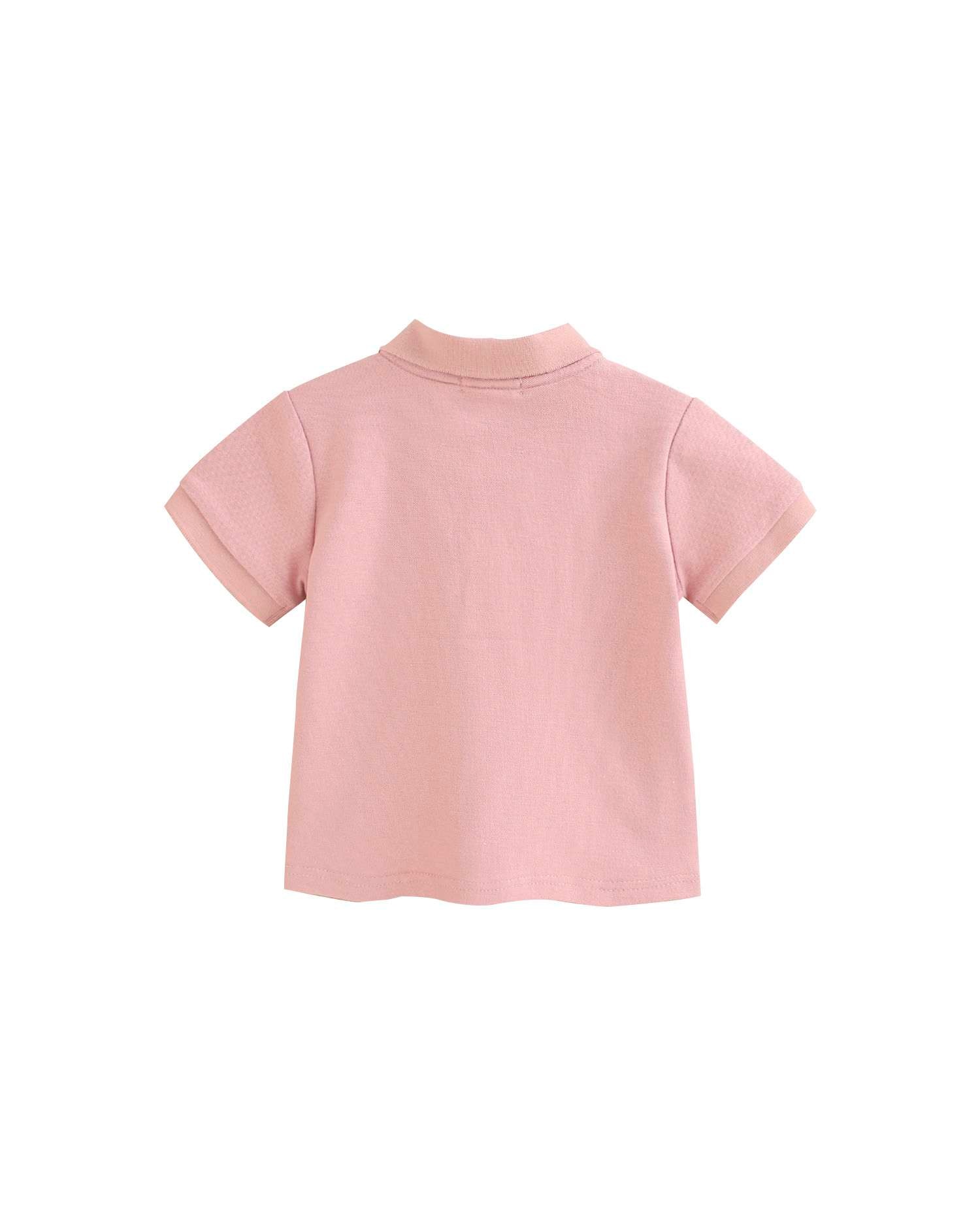 Polo para Bebé Piqué de Manga Curta Rosa-pastel-2