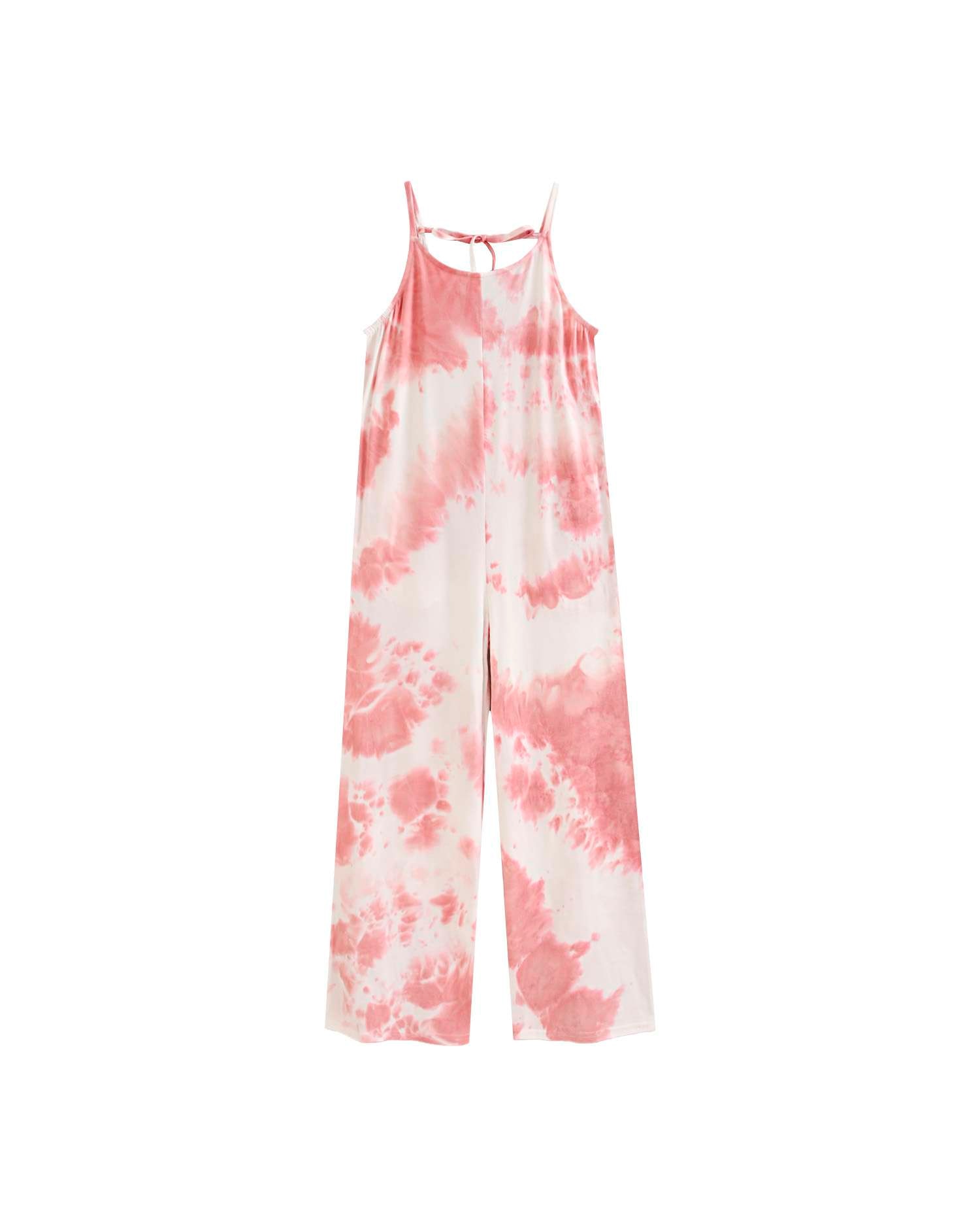 Macacão Infantil Tie Dye de Alças Dadati Rosa / Branco-3