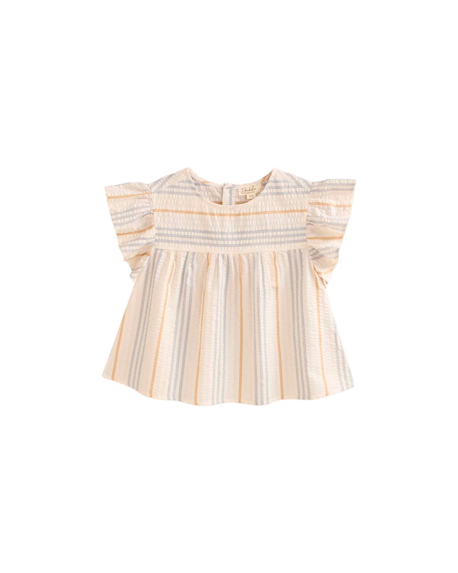 Blusa Infantil Às Riscas com Botões nas Costas Cru-1