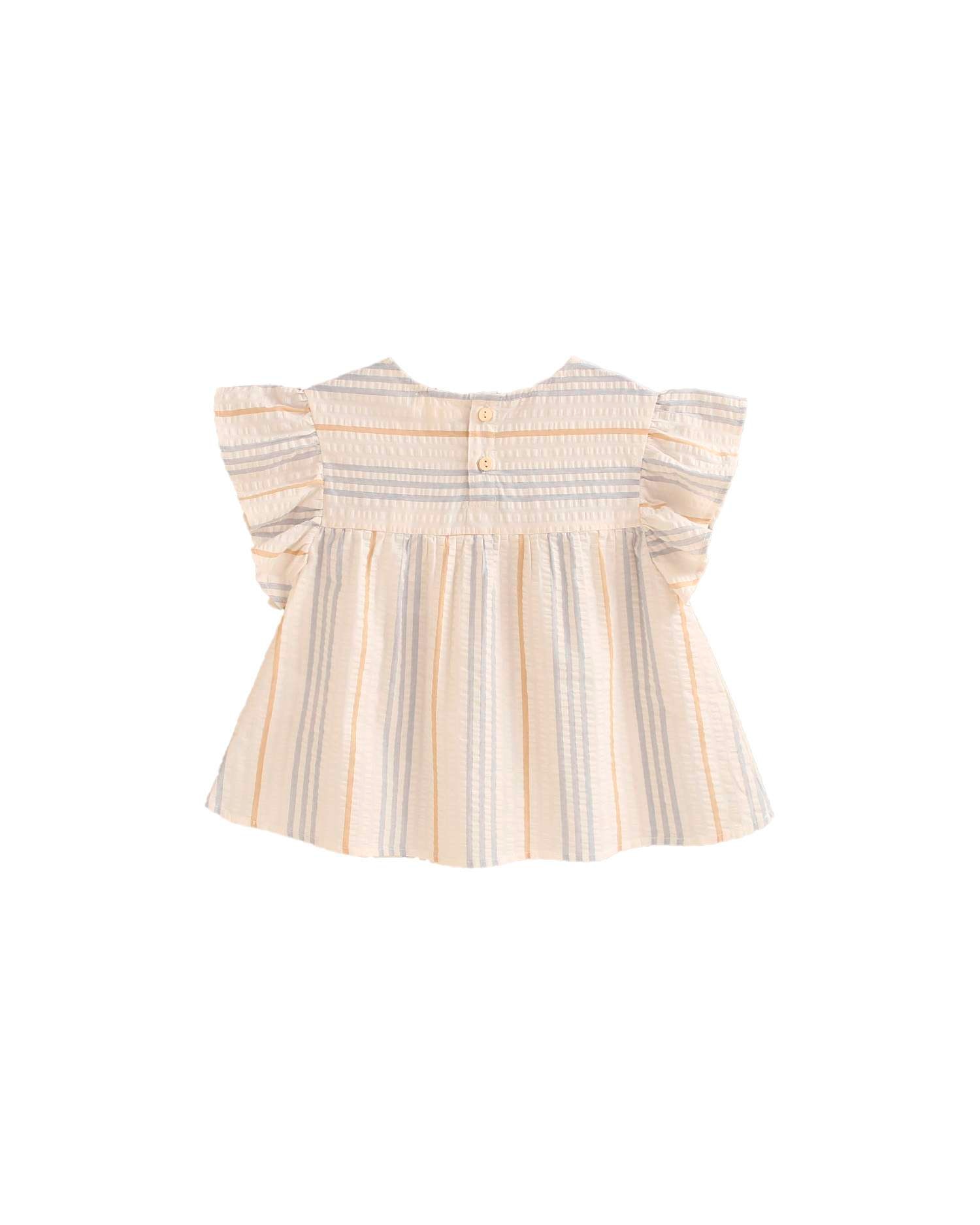 Blusa Infantil Às Riscas com Botões nas Costas Cru-2