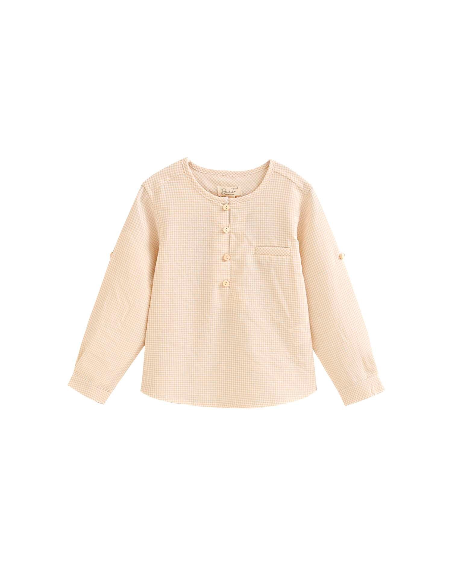 Camisa Infantil Aos Quadrados Vichy Dadati Amarelo-2