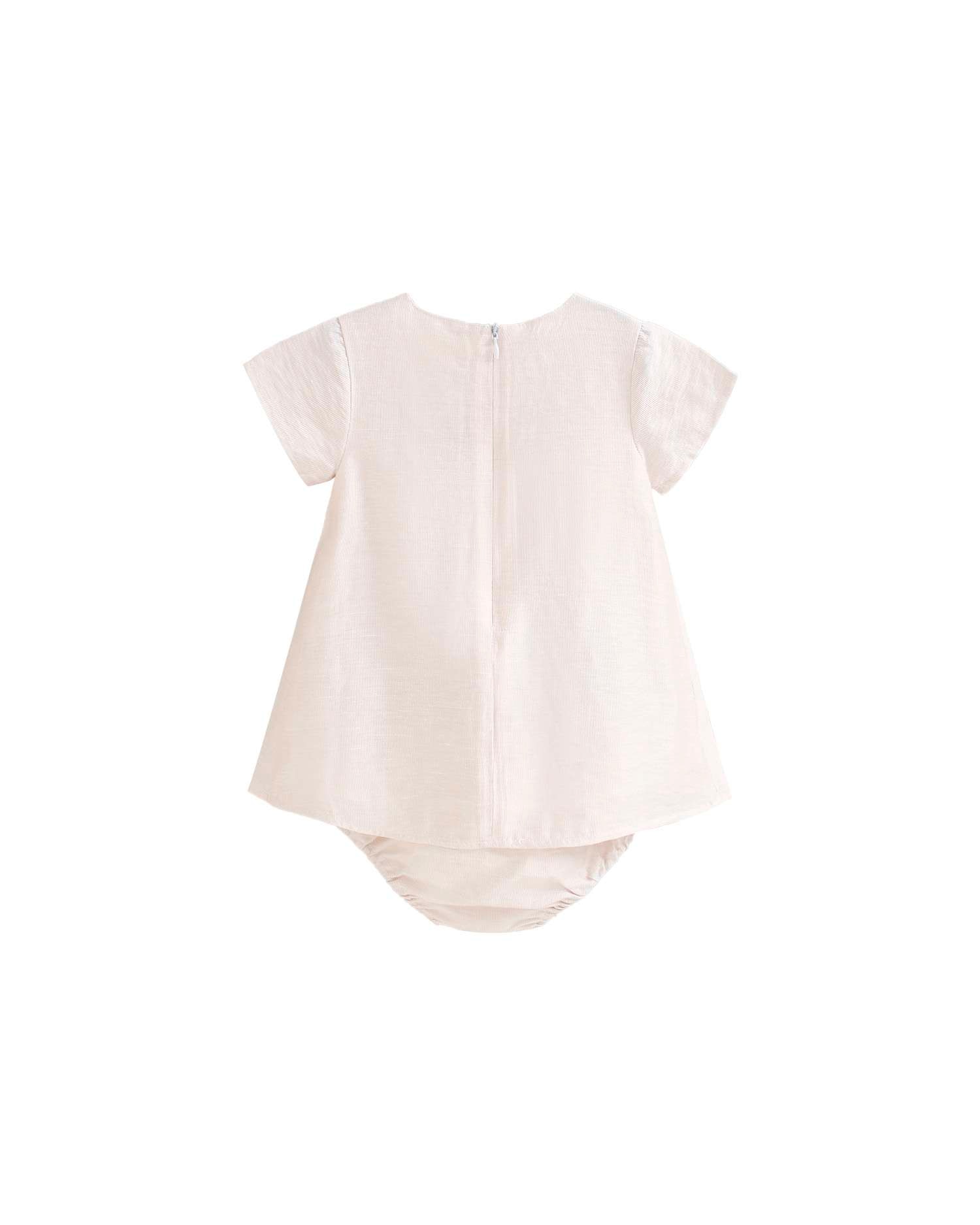 Vestido para Bebé Acetinado com Gola em Conjunto Bege-2