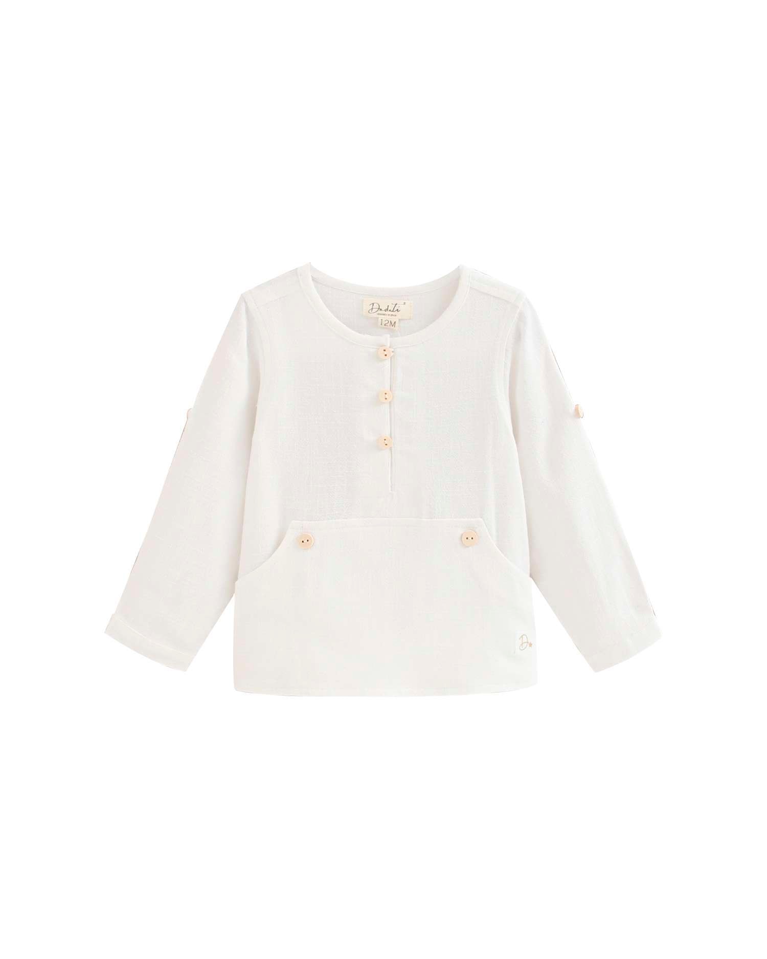 Camisa para Bebé Tipo Canguru Lisa Branco-1