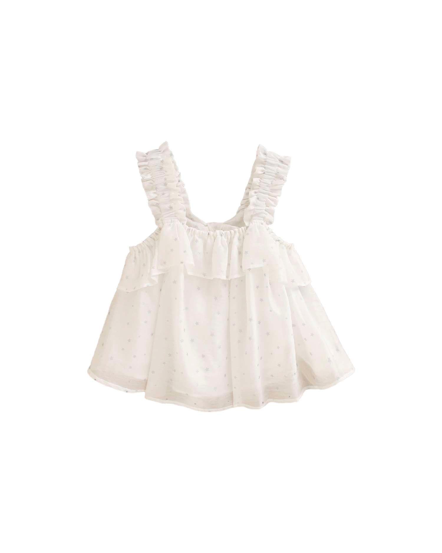 Blusa Infantil de Alças com Estrelas Glitter Branco-2