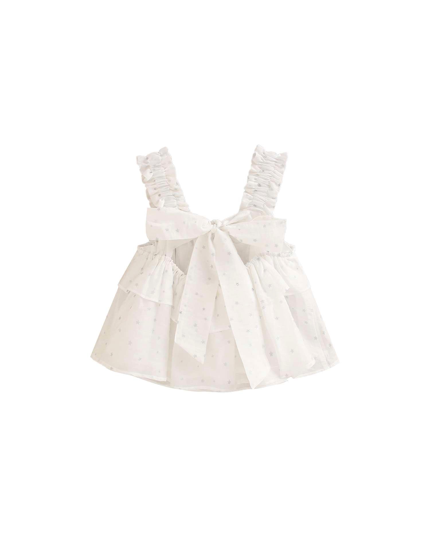 Blusa Infantil de Alças com Estrelas Glitter Branco-3