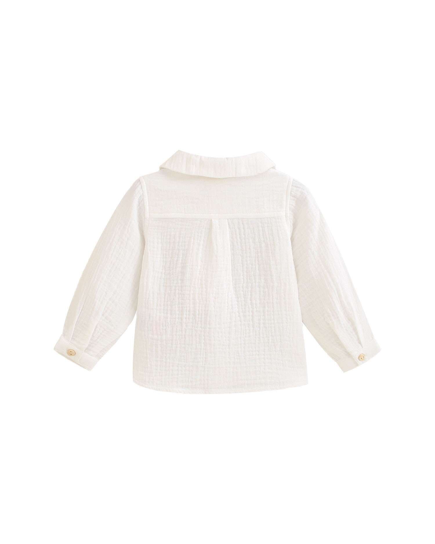 Camisa de Manga Comprida para Bebé com Gola Bebé Branco-2