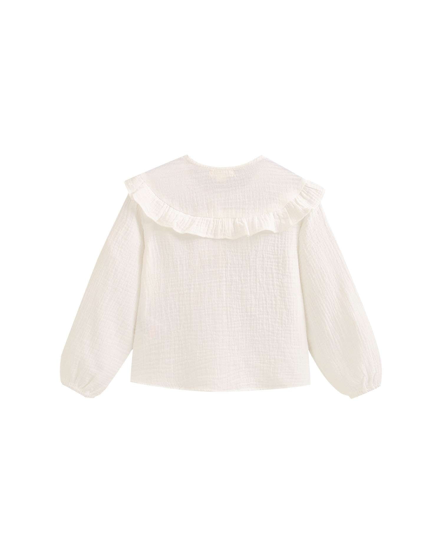 Camisa de Manga Comprida Infantil com Folho Branco-2