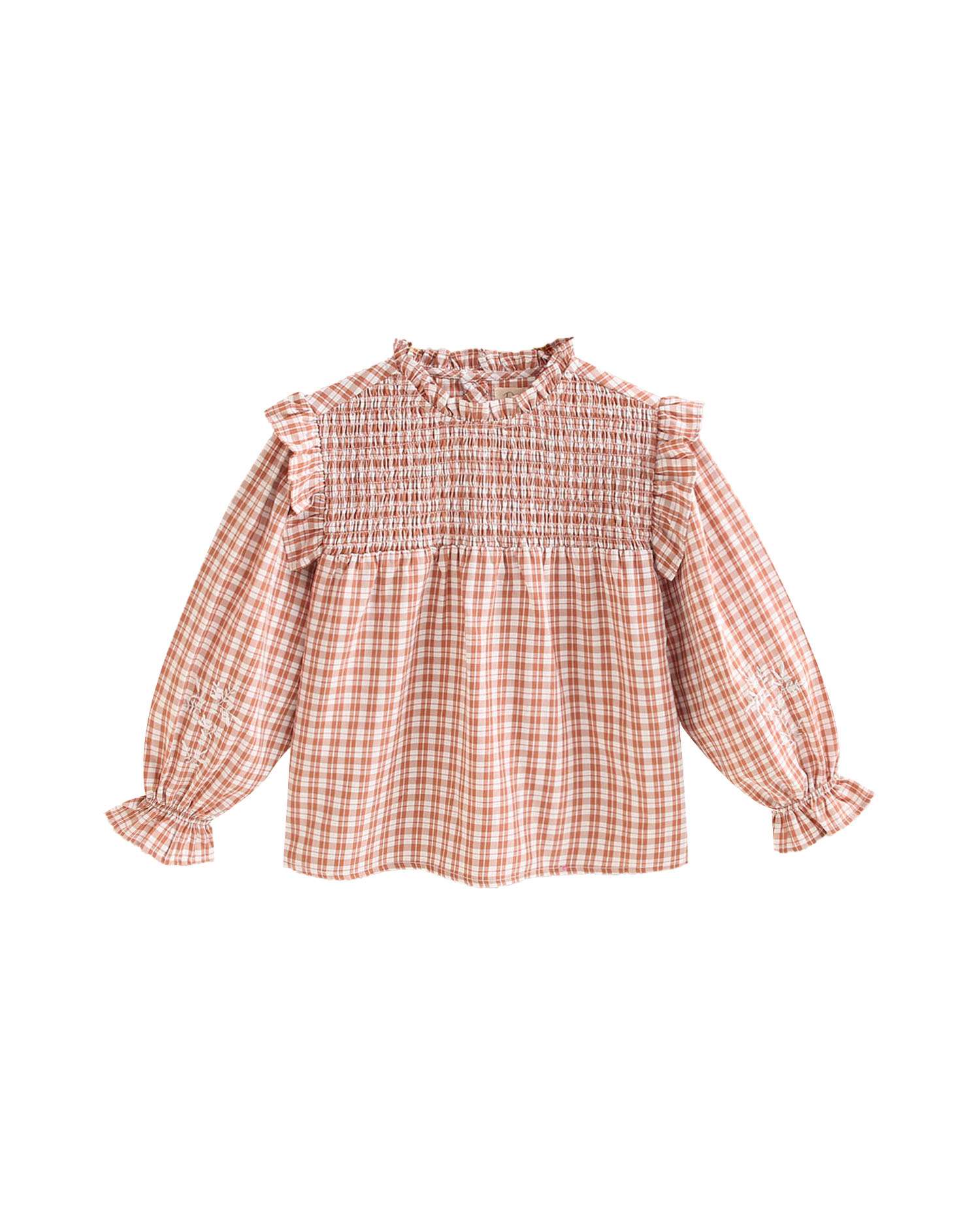 Blusa de Manga Comprida Infantil Aos Quadrados Bicolor com Peito Elástico Rosa-4