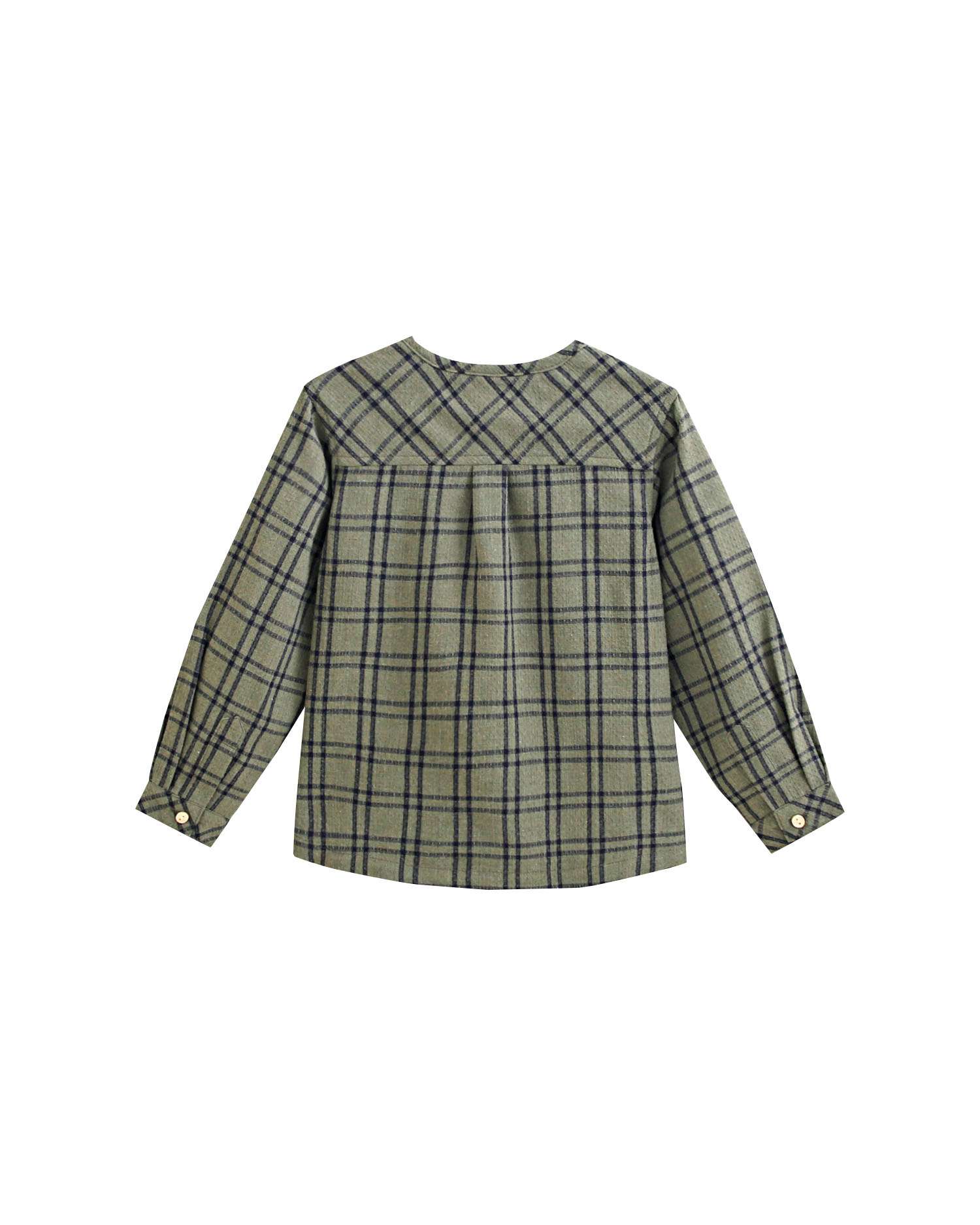 Camisa de Manga Comprida Infantil Aos Quadrados Verde-5