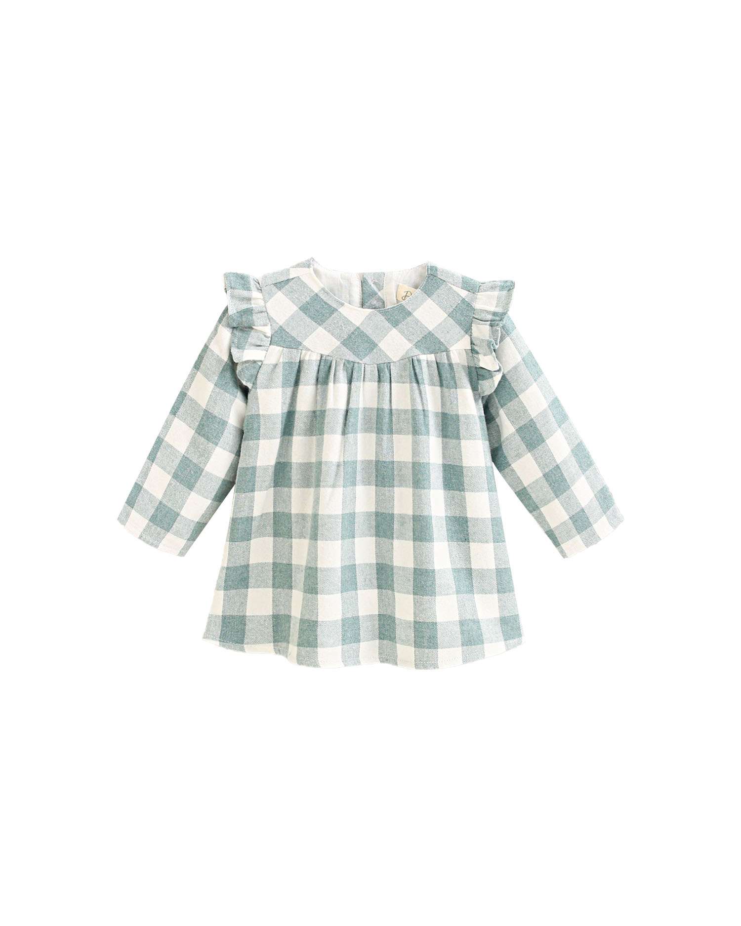 Imagem 0 de Vestido de Flanela para Bebé Aos Quadrados Vichy em Verde Água e Branco