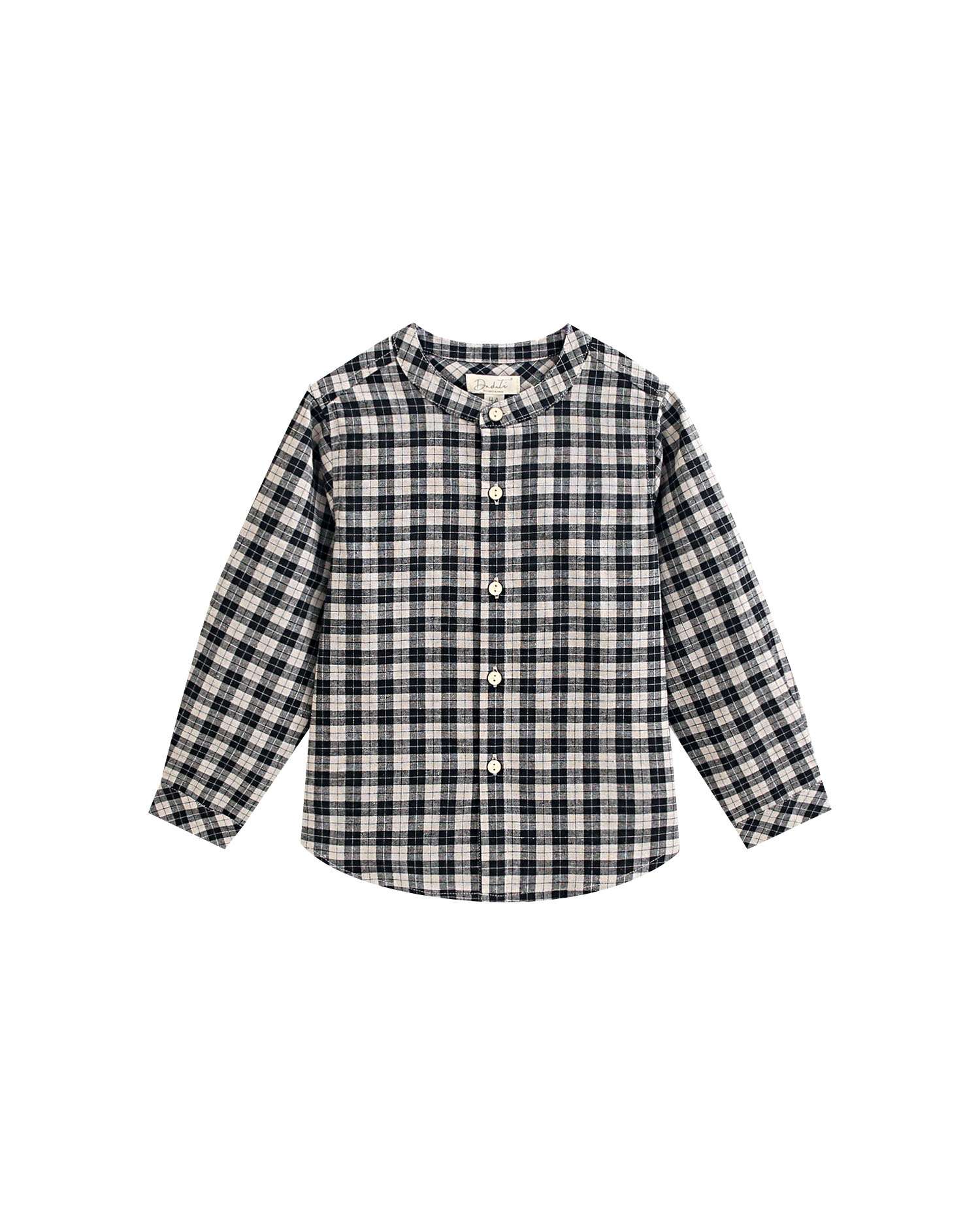 Camisa Aos Quadrados Bicolor com Gola À Padre Preto-4