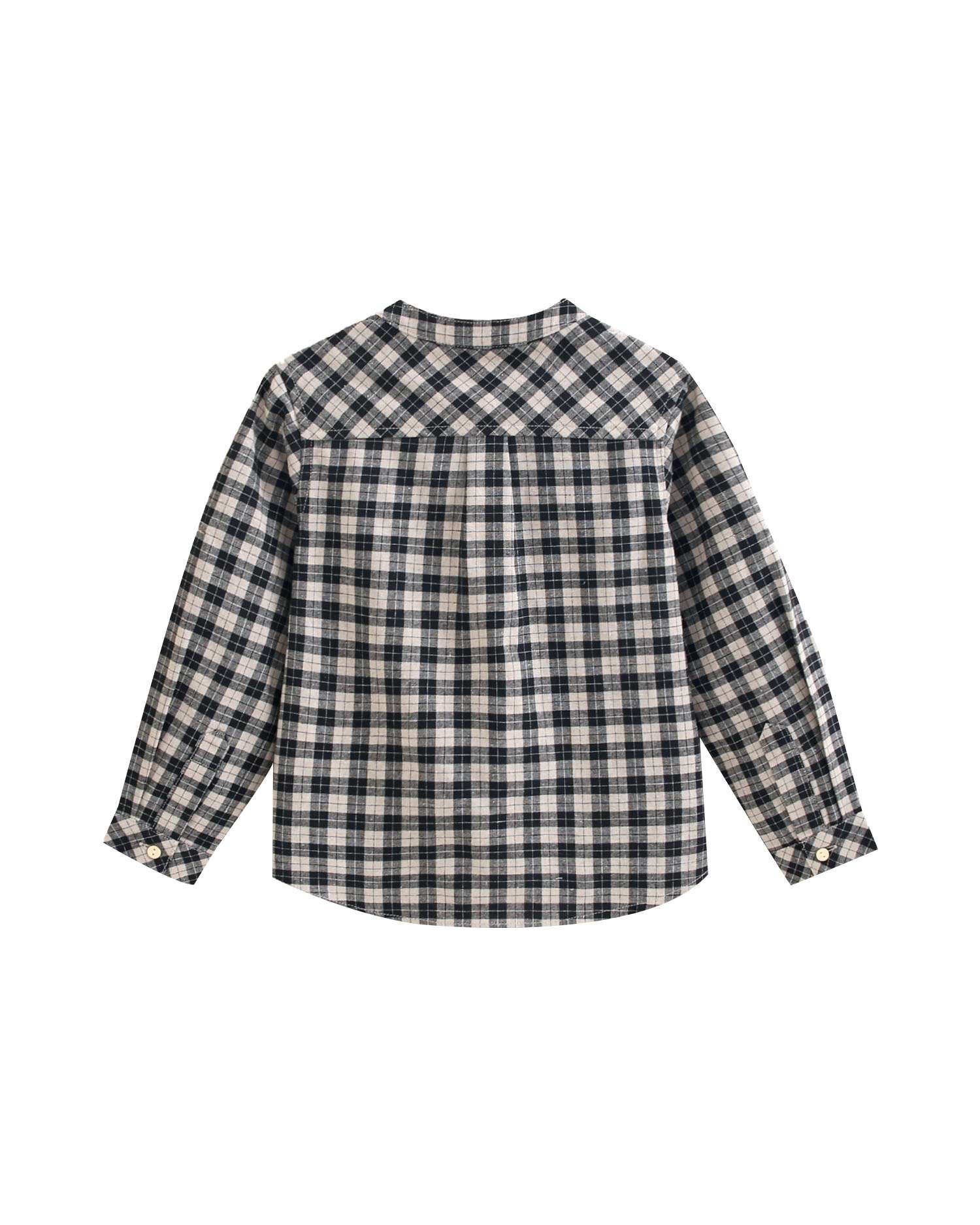 Camisa Aos Quadrados Bicolor com Gola À Padre Preto-5