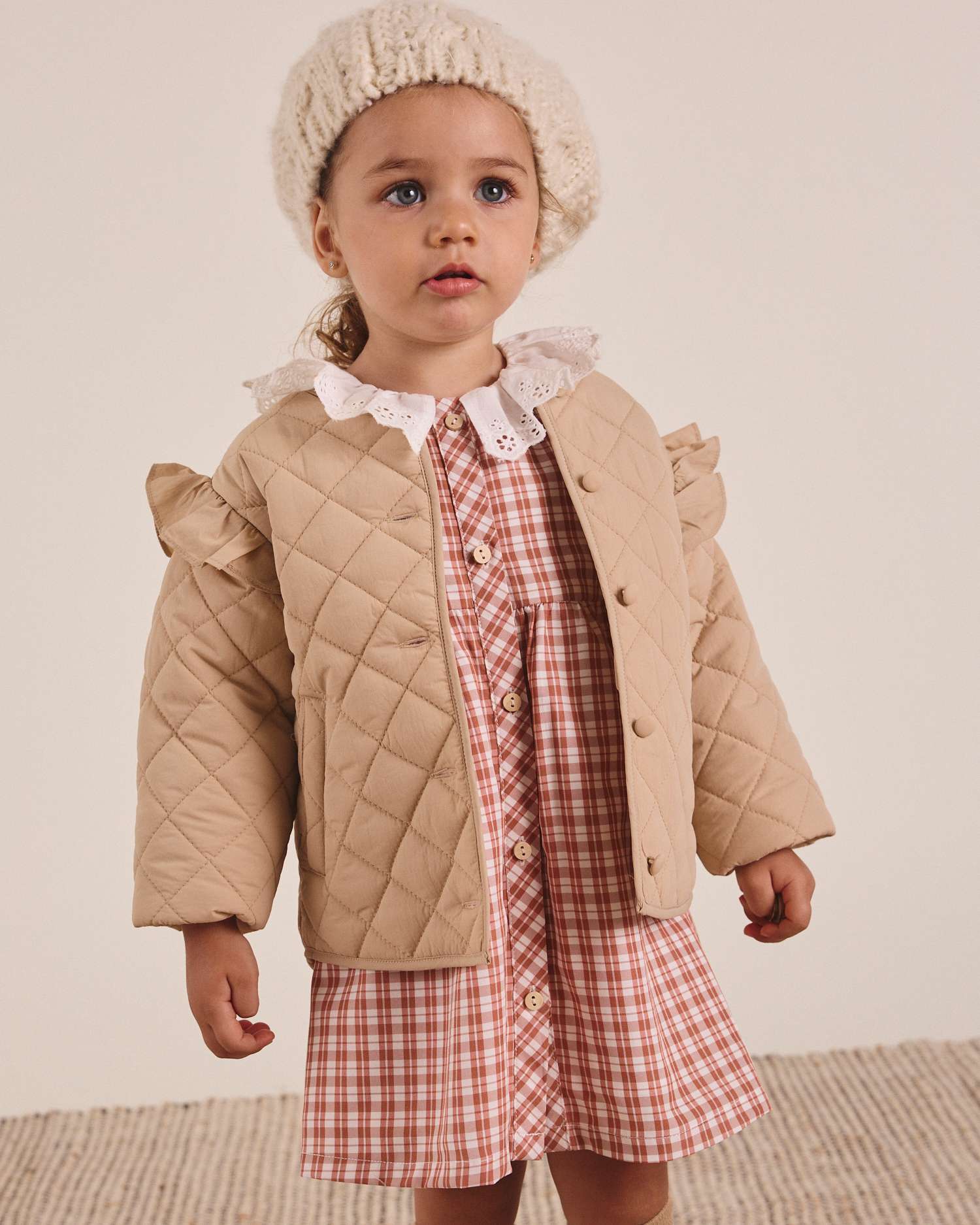 Casaco para Bebé Acolchoado em Camel Amarelo-1