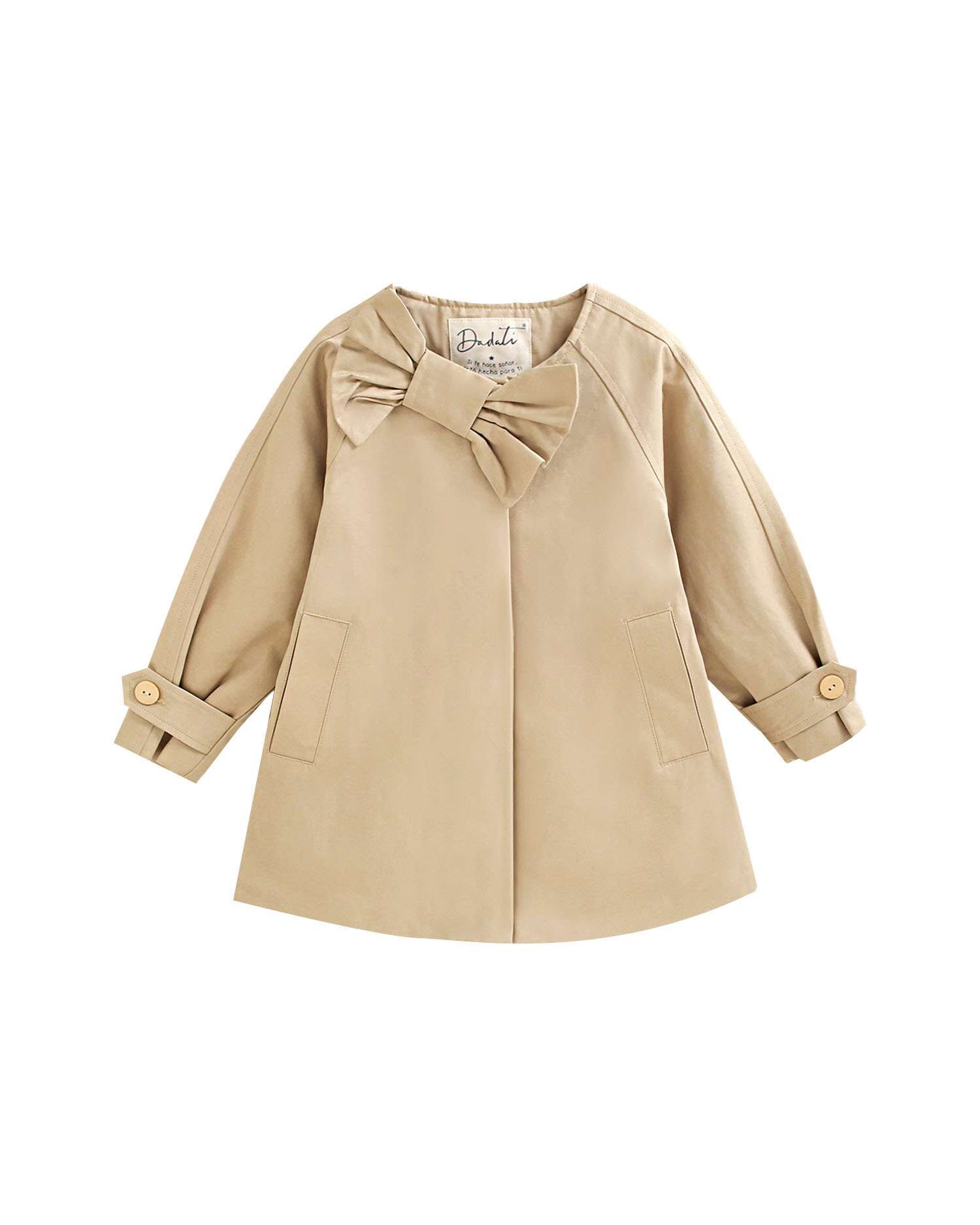 Gabardina Infantil com Laço e Interior de Guatiné Natural-4
