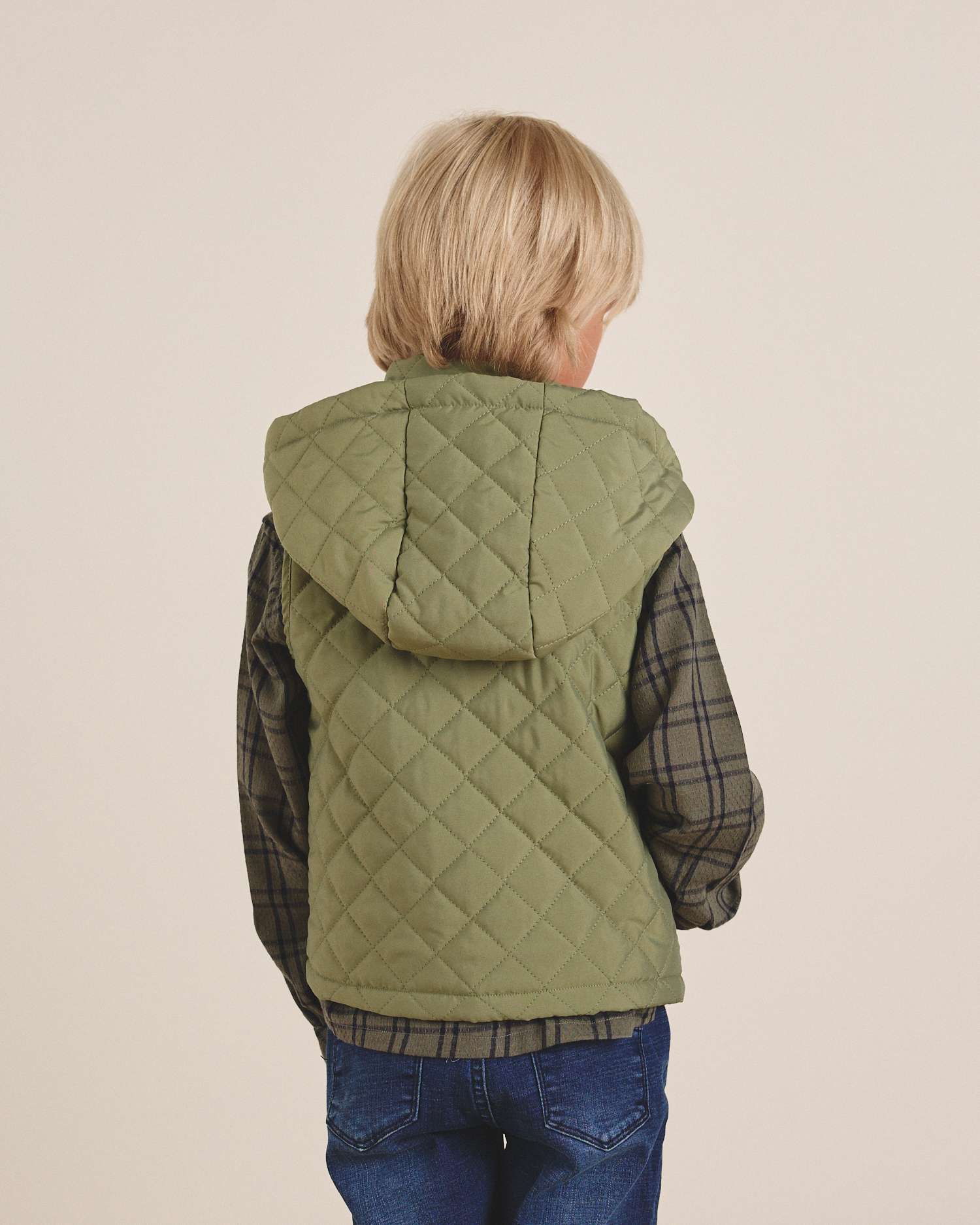 Colete Acolchoado com Capuz Infantil em Verde Verde-2